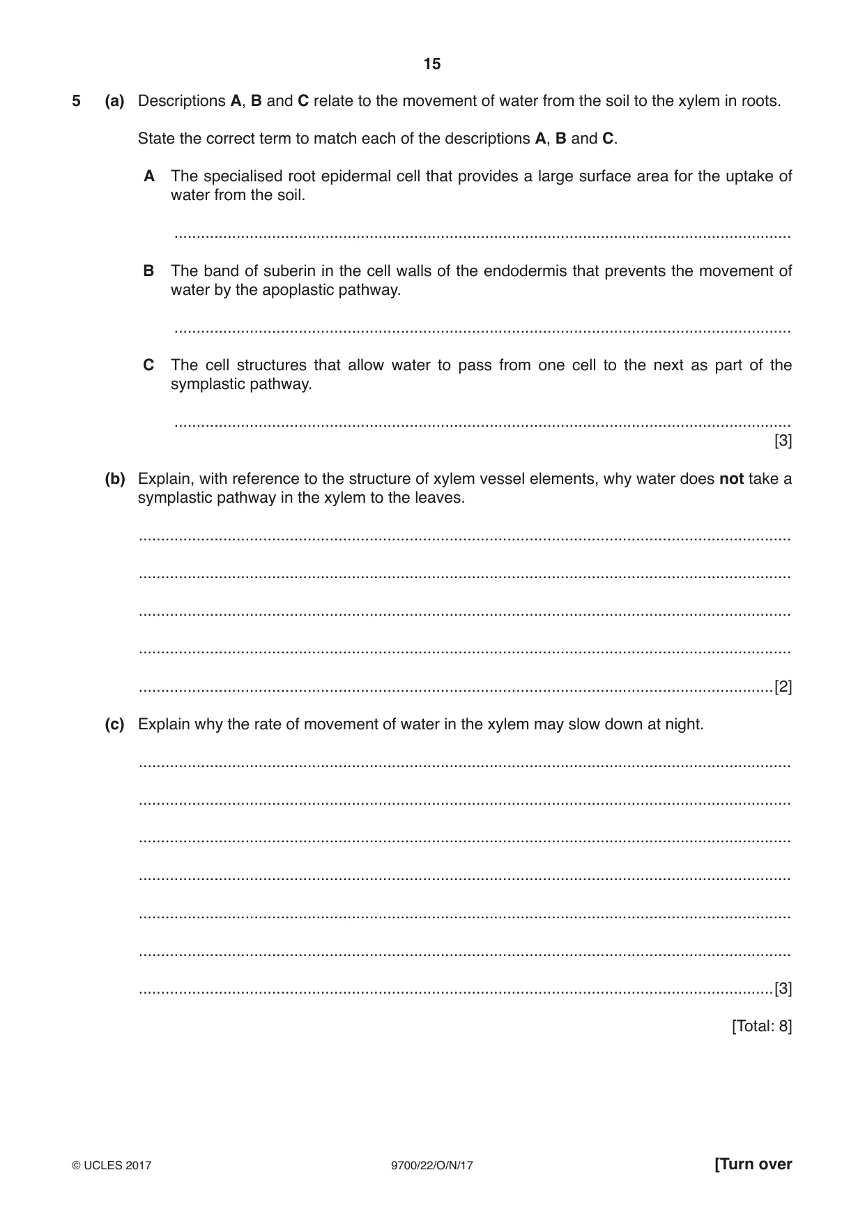 Cambridge A Level Biology 9700 2017 Oct/Nov Paper 2 · Variant 2 question paper, page 15 of 16