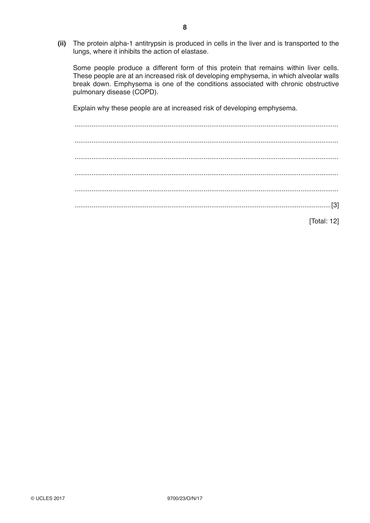 Cambridge A Level Biology 9700 2017 Oct/Nov Paper 2 · Variant 3 question paper, page 8 of 16