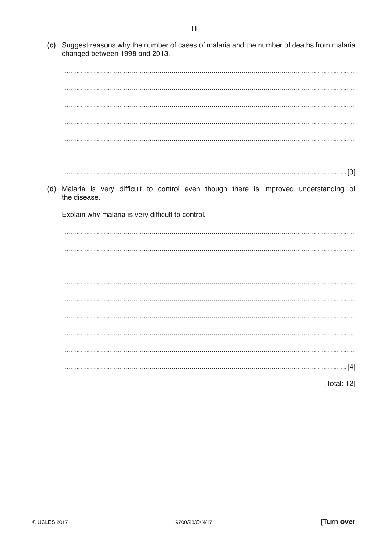 Cambridge A Level Biology 9700 2017 Oct/Nov Paper 2 · Variant 3 question paper, page 11 of 16