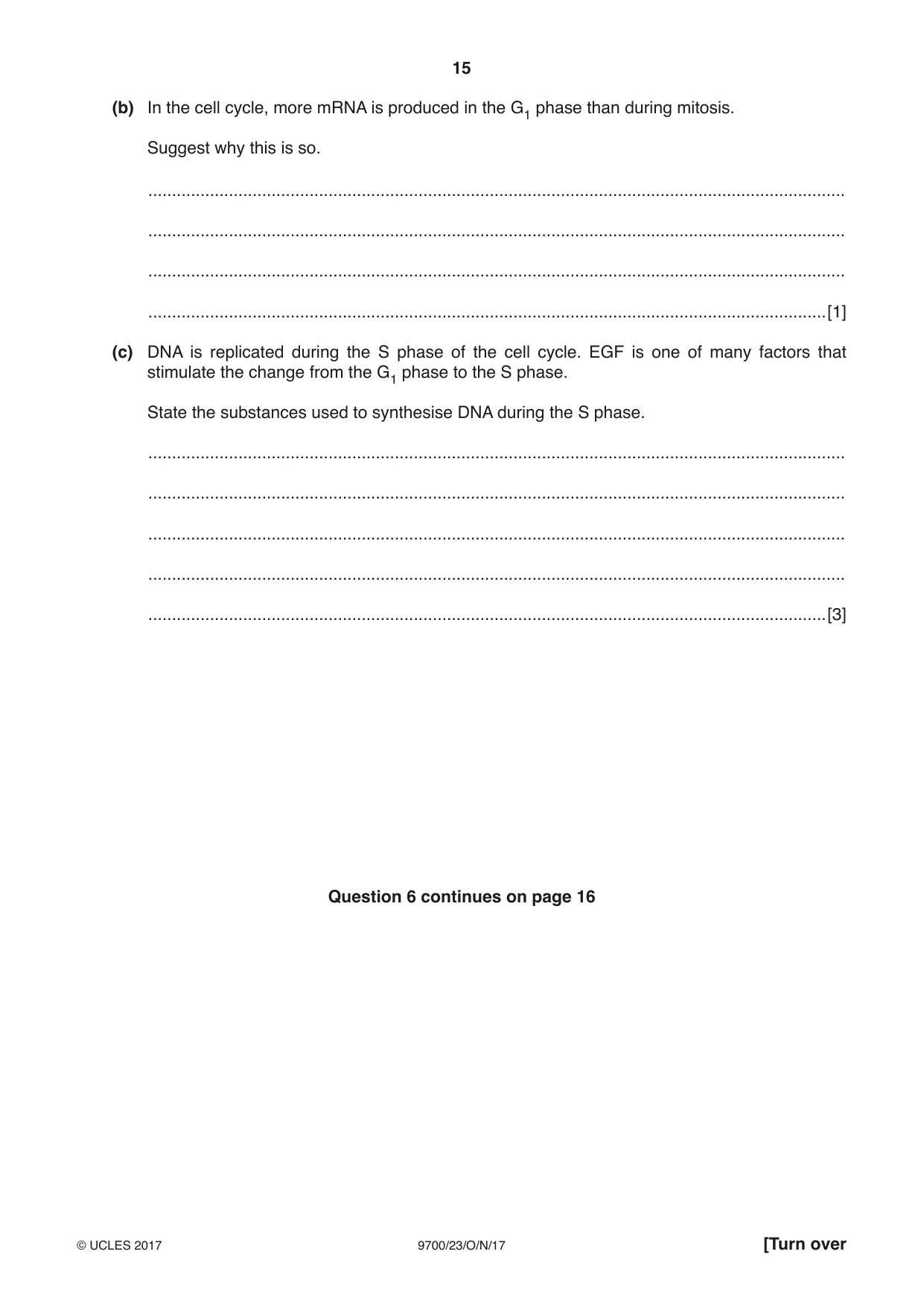 Cambridge A Level Biology 9700 2017 Oct/Nov Paper 2 · Variant 3 question paper, page 15 of 16