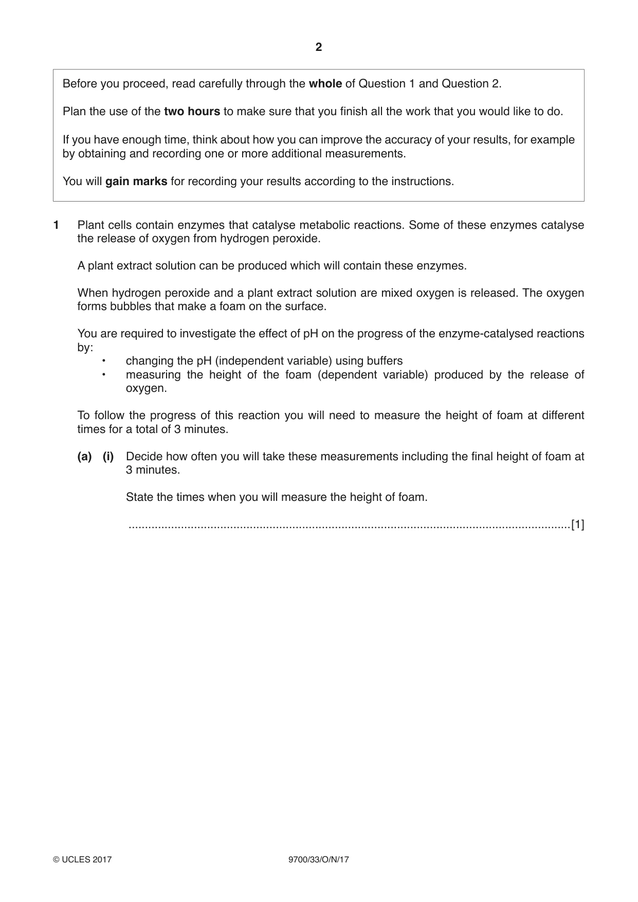 Cambridge A Level Biology 9700 2017 Oct/Nov Paper 3 · Variant 3 question paper, page 2 of 12