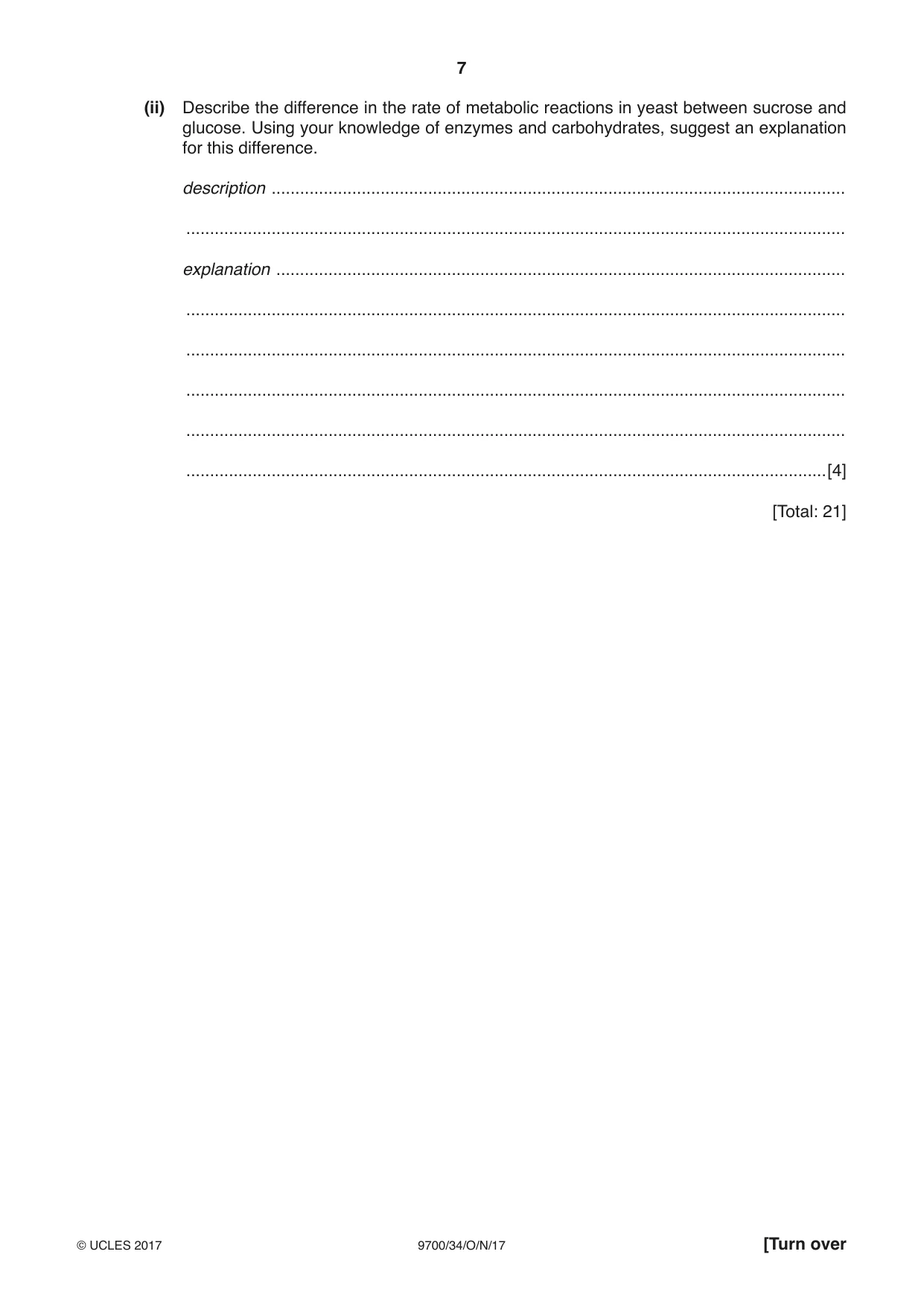 Cambridge A Level Biology 9700 2017 Oct/Nov Paper 3 · Variant 4 question paper, page 7 of 12