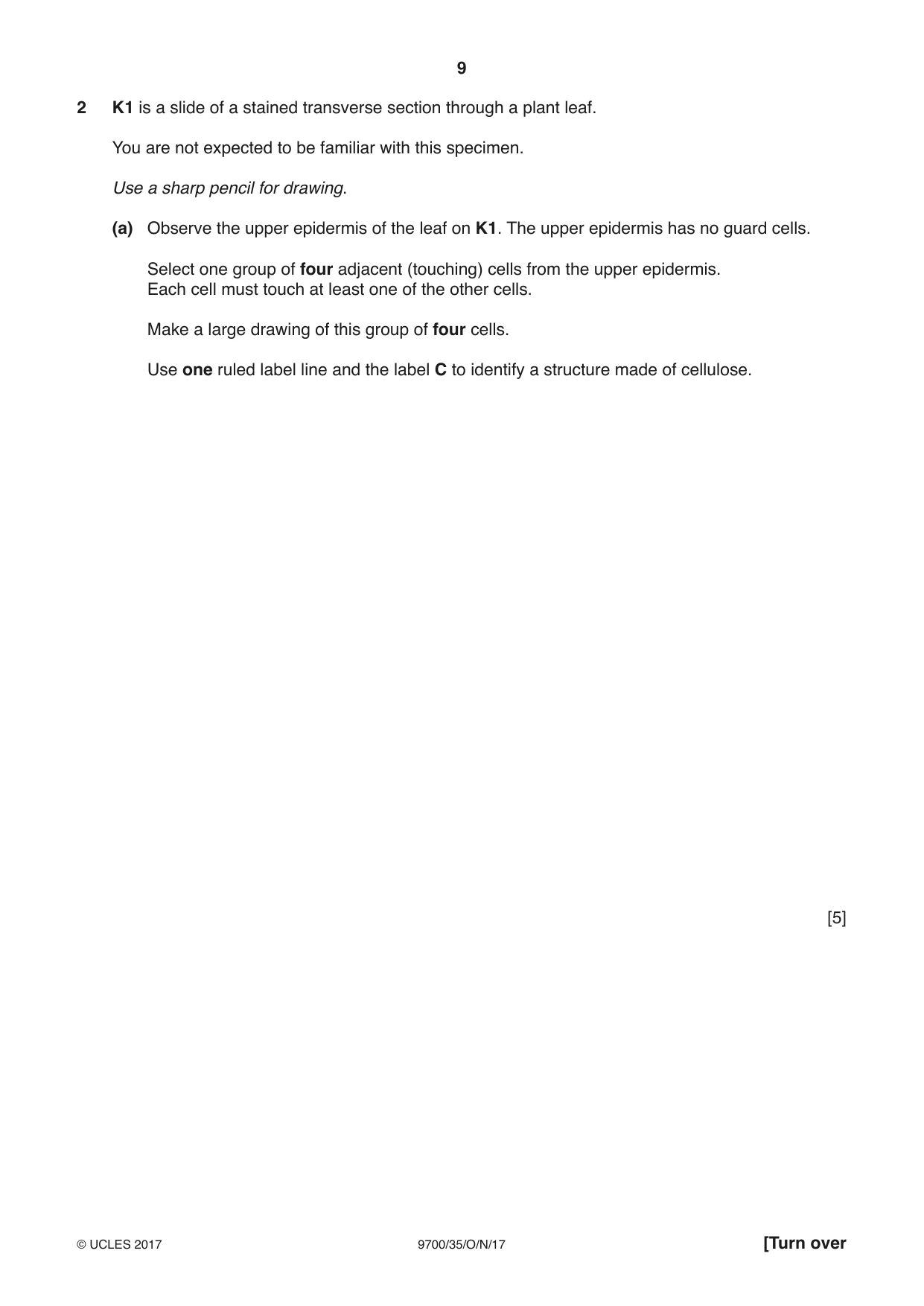 Cambridge A Level Biology 9700 2017 Oct/Nov Paper 3 · Variant 5 question paper, page 9 of 16