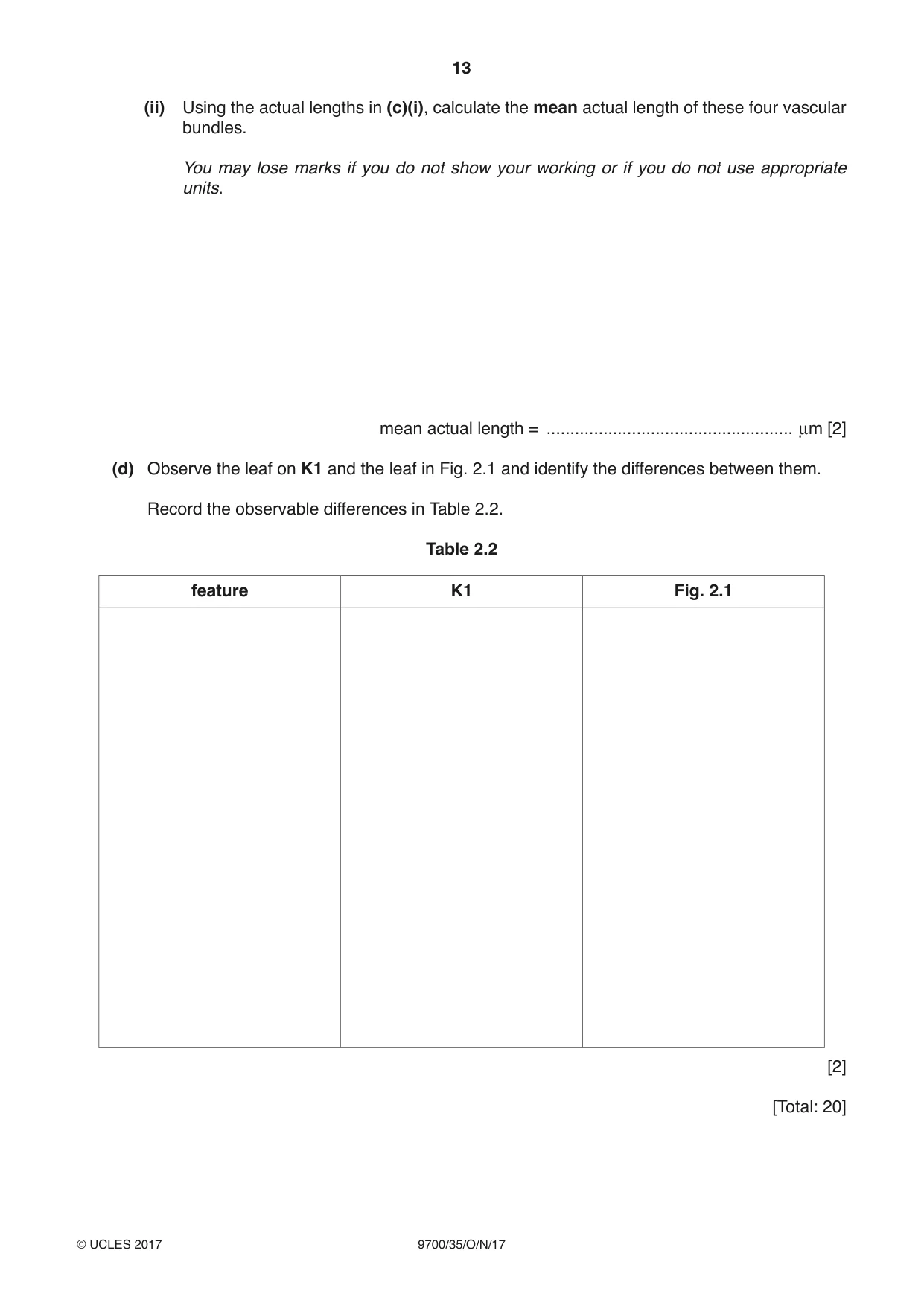Cambridge A Level Biology 9700 2017 Oct/Nov Paper 3 · Variant 5 question paper, page 13 of 16