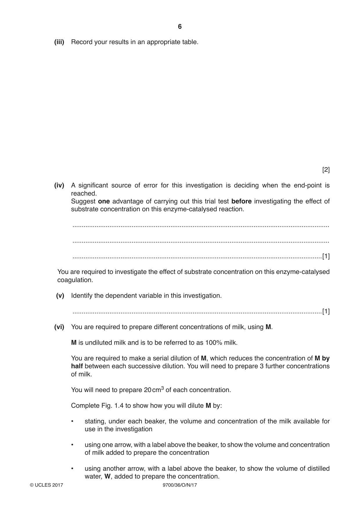 Cambridge A Level Biology 9700 2017 Oct/Nov Paper 3 · Variant 6 question paper, page 6 of 16