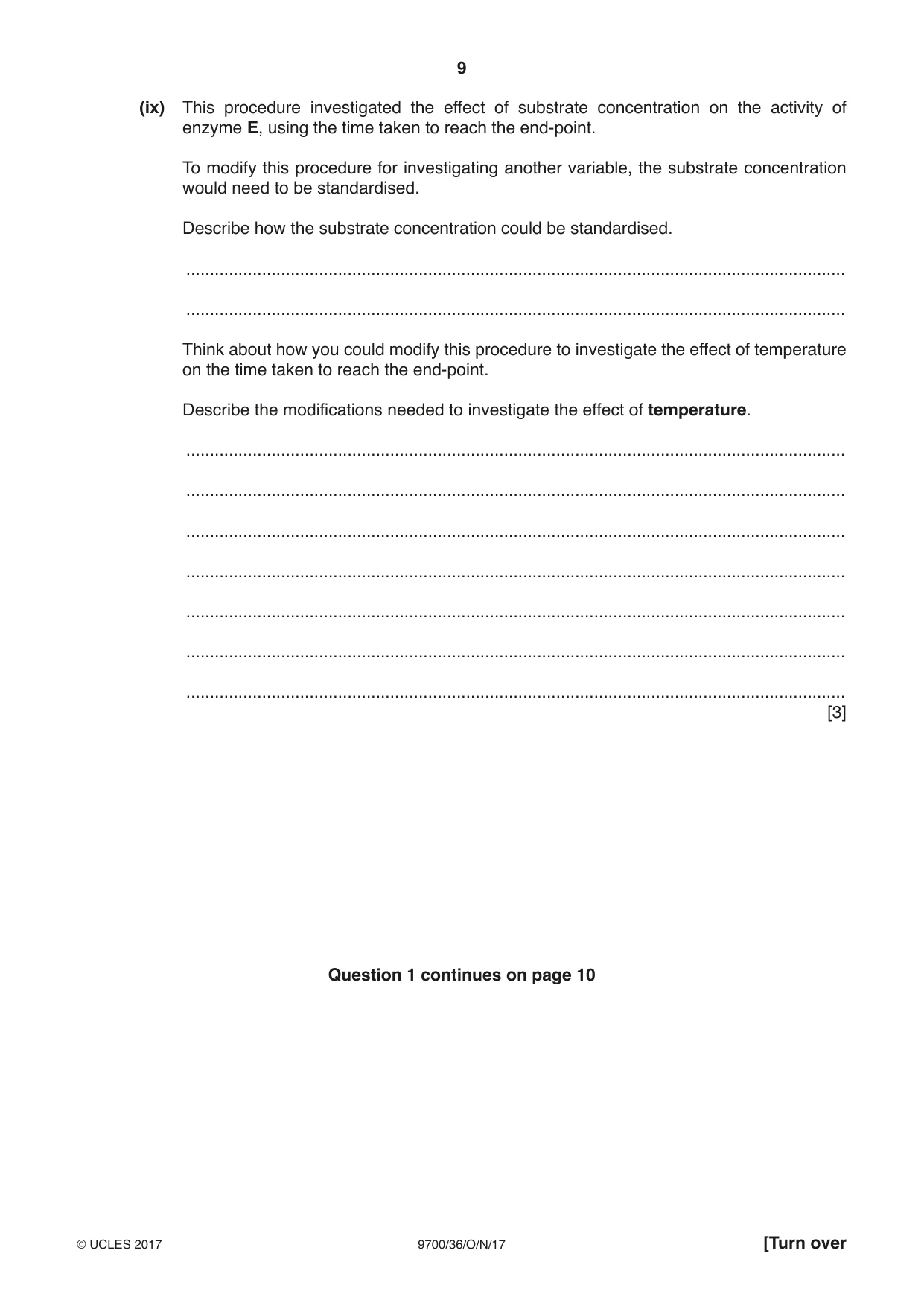 Cambridge A Level Biology 9700 2017 Oct/Nov Paper 3 · Variant 6 question paper, page 9 of 16