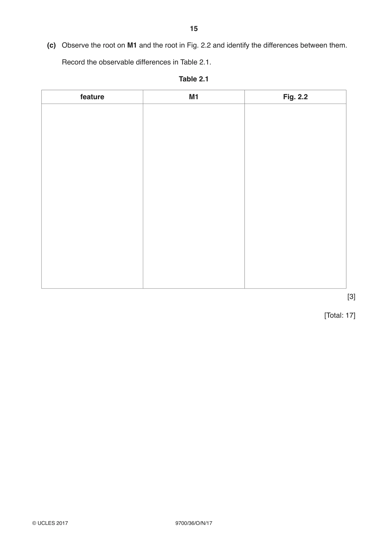 Cambridge A Level Biology 9700 2017 Oct/Nov Paper 3 · Variant 6 question paper, page 15 of 16