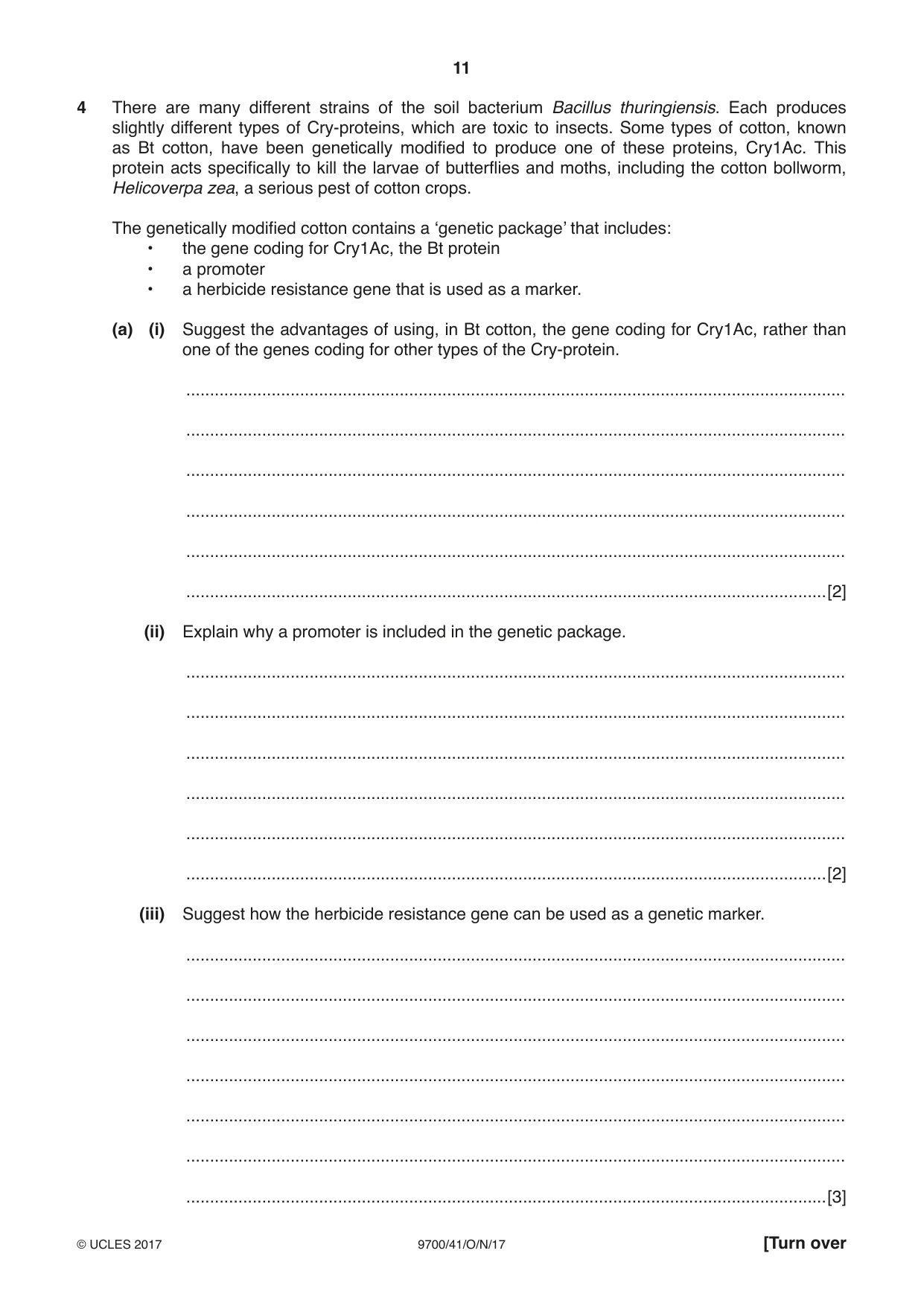 Cambridge A Level Biology 9700 2017 Oct/Nov Paper 4 · Variant 1 question paper, page 11 of 24