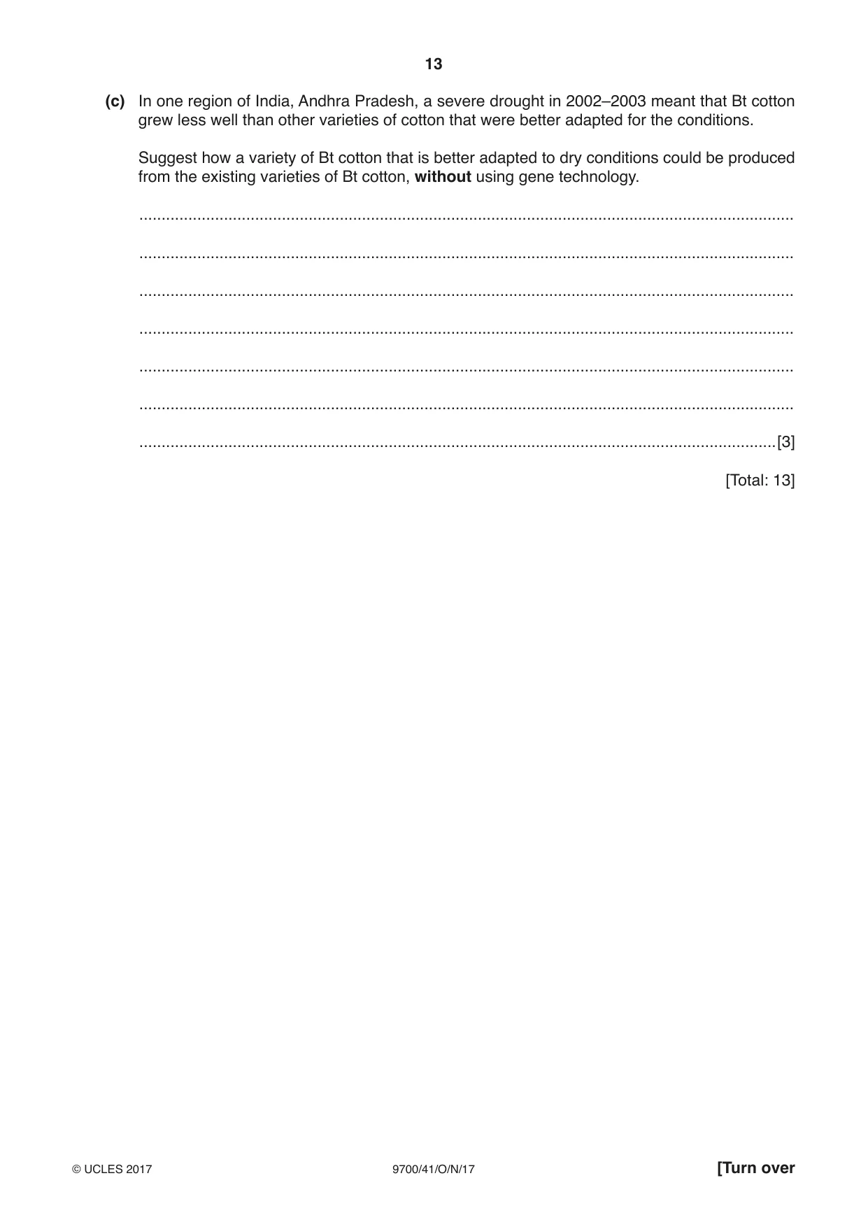 Cambridge A Level Biology 9700 2017 Oct/Nov Paper 4 · Variant 1 question paper, page 13 of 24