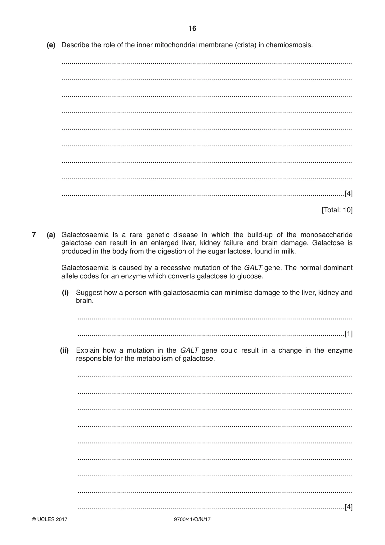 Cambridge A Level Biology 9700 2017 Oct/Nov Paper 4 · Variant 1 question paper, page 16 of 24