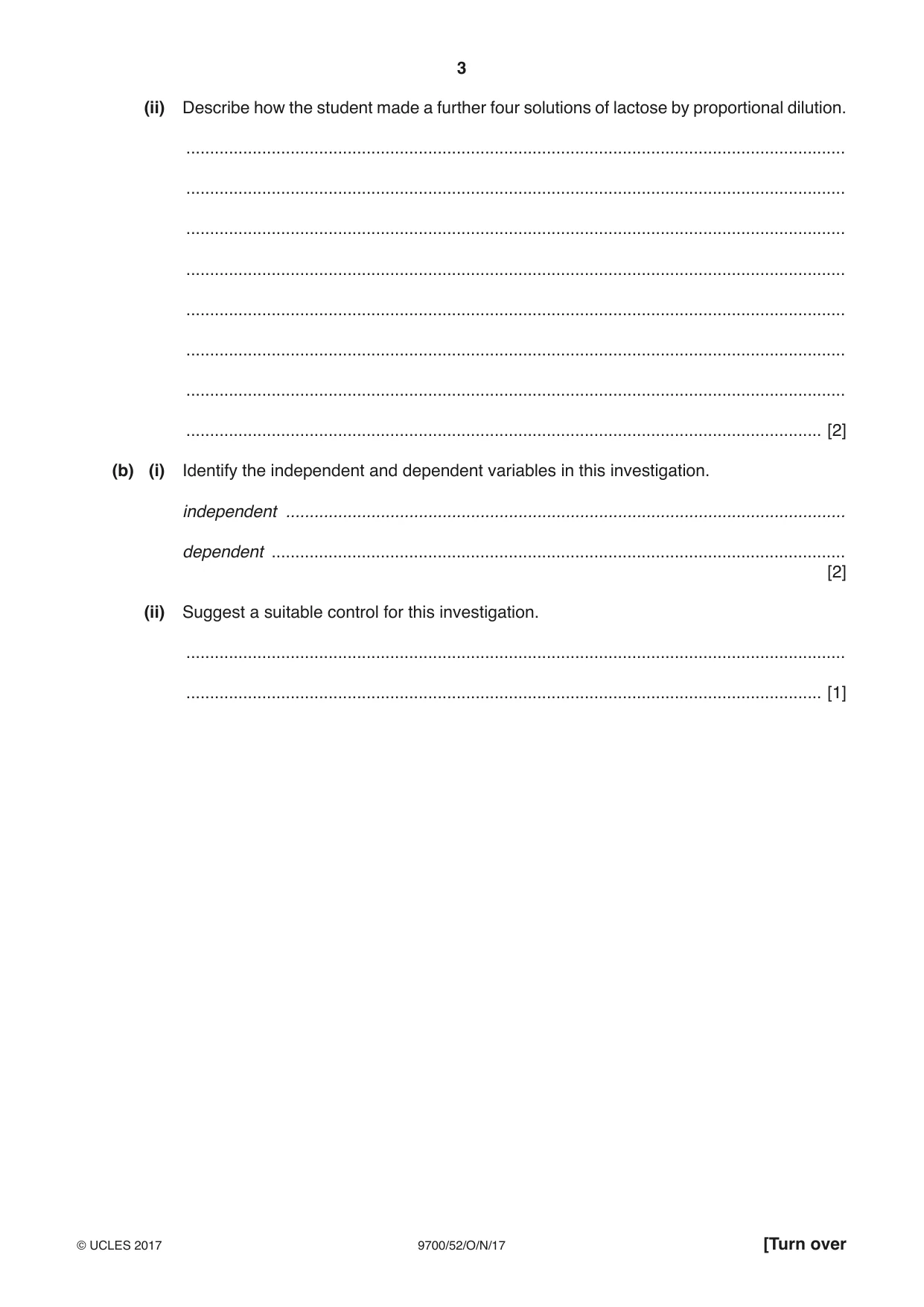 Cambridge A Level Biology 9700 2017 Oct/Nov Paper 5 · Variant 2 question paper, page 3 of 12