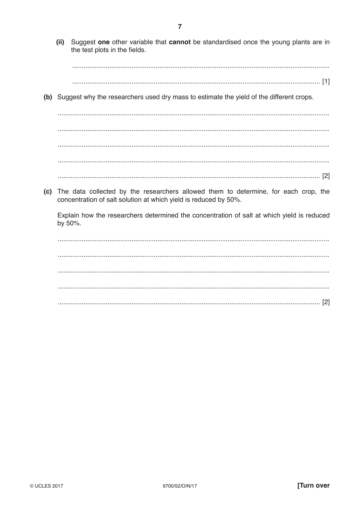 Cambridge A Level Biology 9700 2017 Oct/Nov Paper 5 · Variant 2 question paper, page 7 of 12