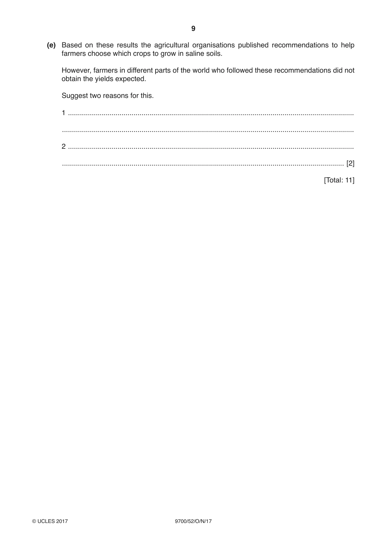 Cambridge A Level Biology 9700 2017 Oct/Nov Paper 5 · Variant 2 question paper, page 9 of 12