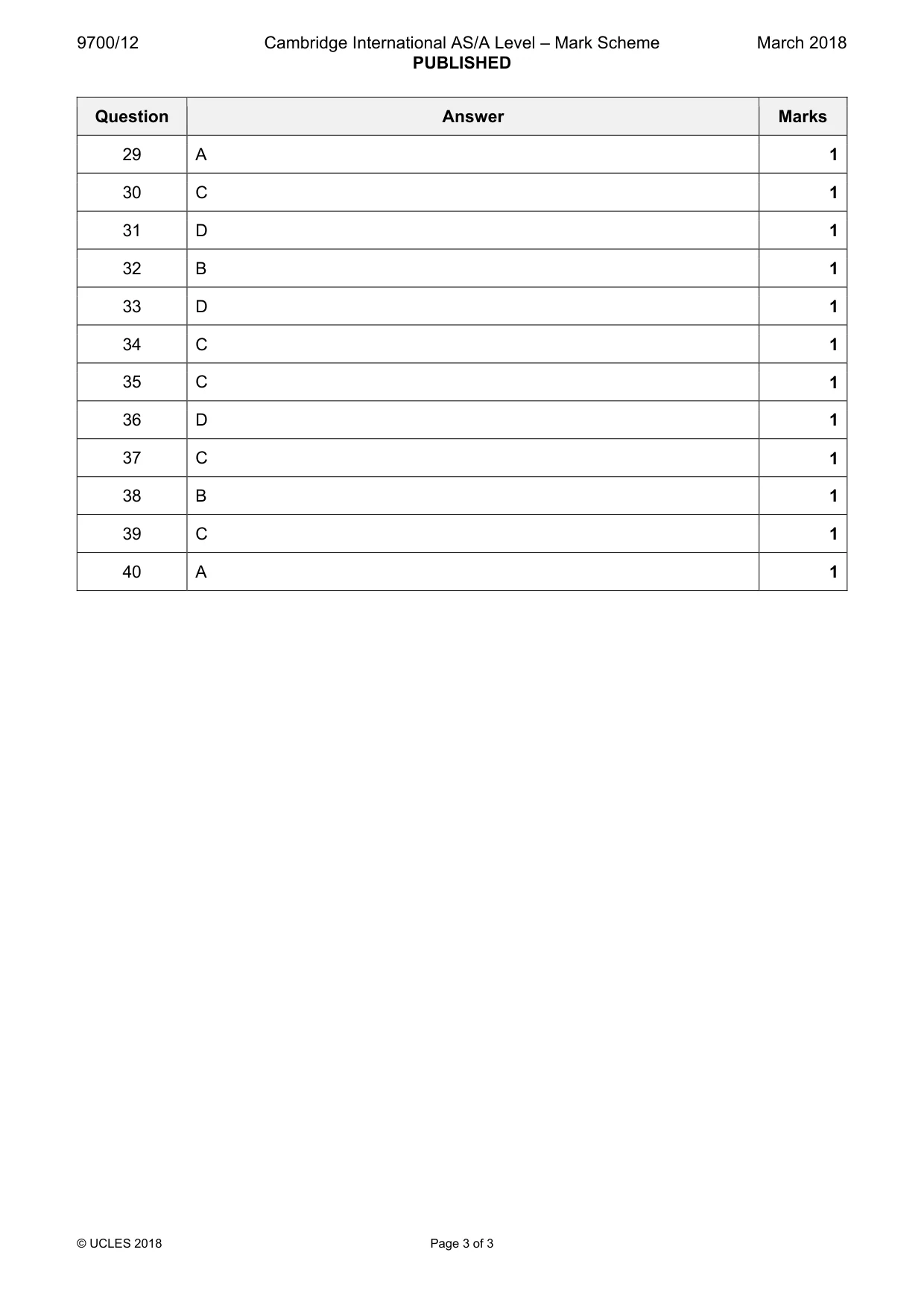 Mark scheme, page 3 of 3