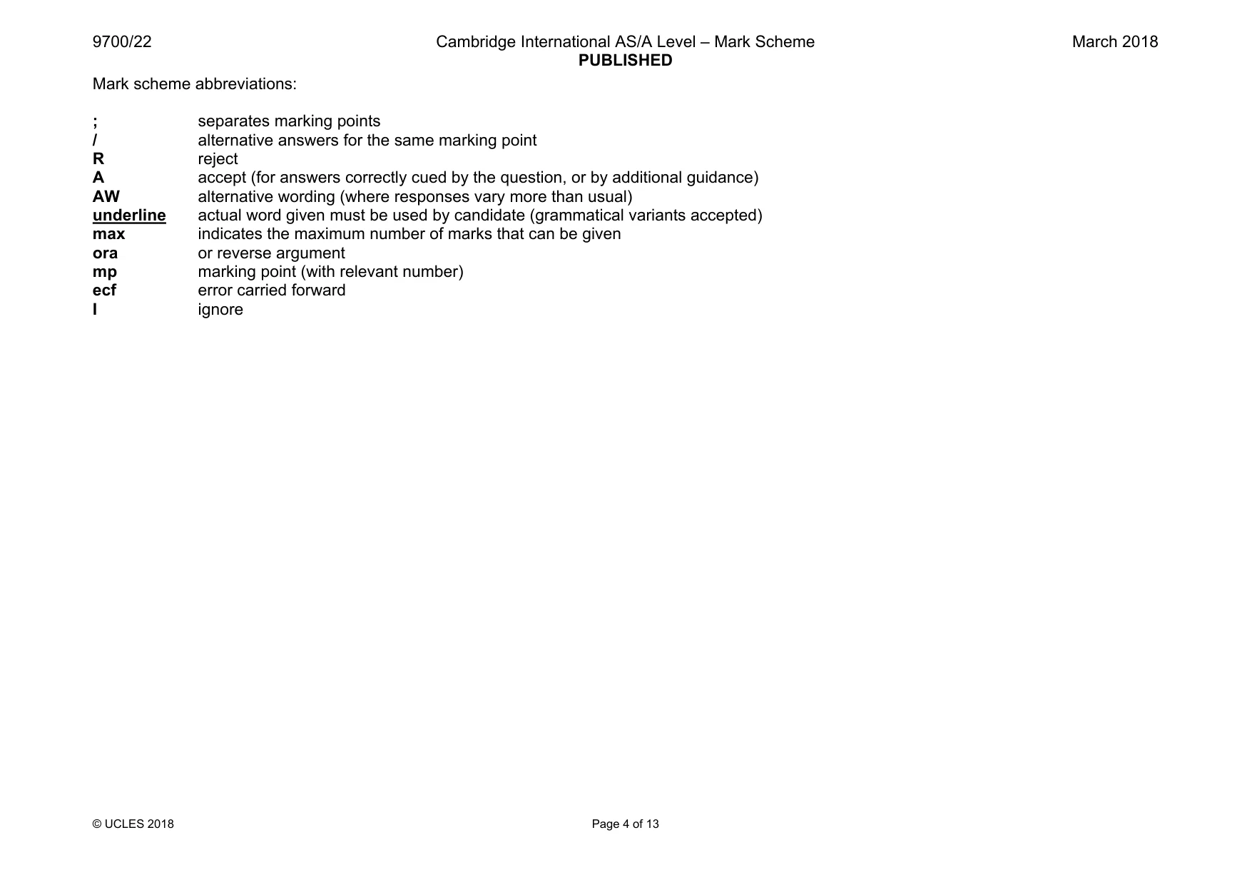 Mark scheme, page 4 of 13