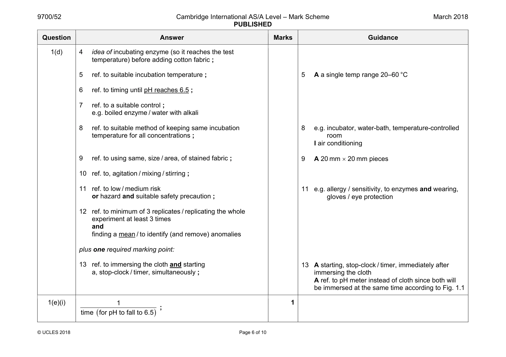 Mark scheme, page 6 of 10