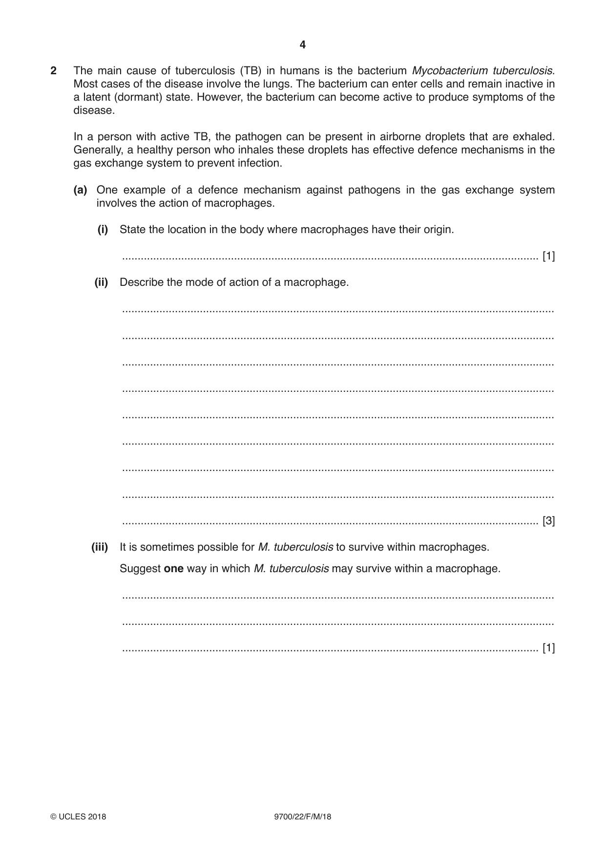 Cambridge A Level Biology 9700 2018 Feb/March Paper 2 · Variant 2 question paper, page 4 of 16