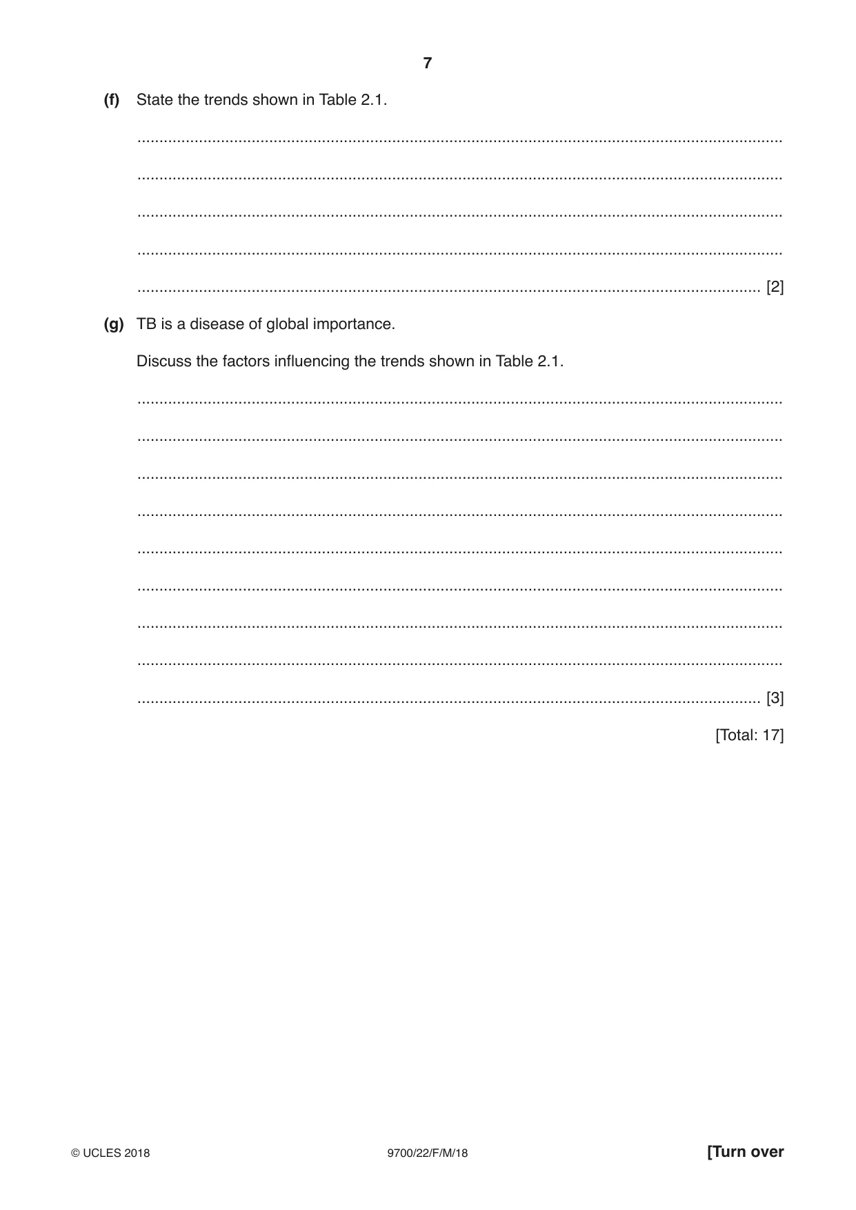 Cambridge A Level Biology 9700 2018 Feb/March Paper 2 · Variant 2 question paper, page 7 of 16