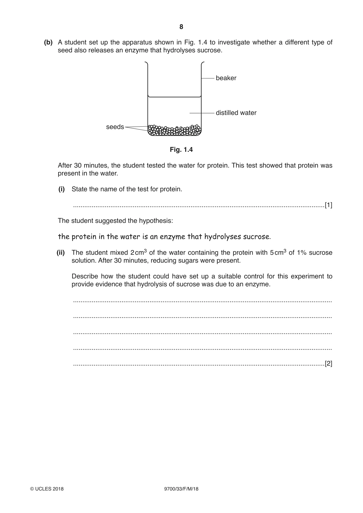 Cambridge A Level Biology 9700 2018 Feb/March Paper 3 · Variant 3 question paper, page 8 of 16