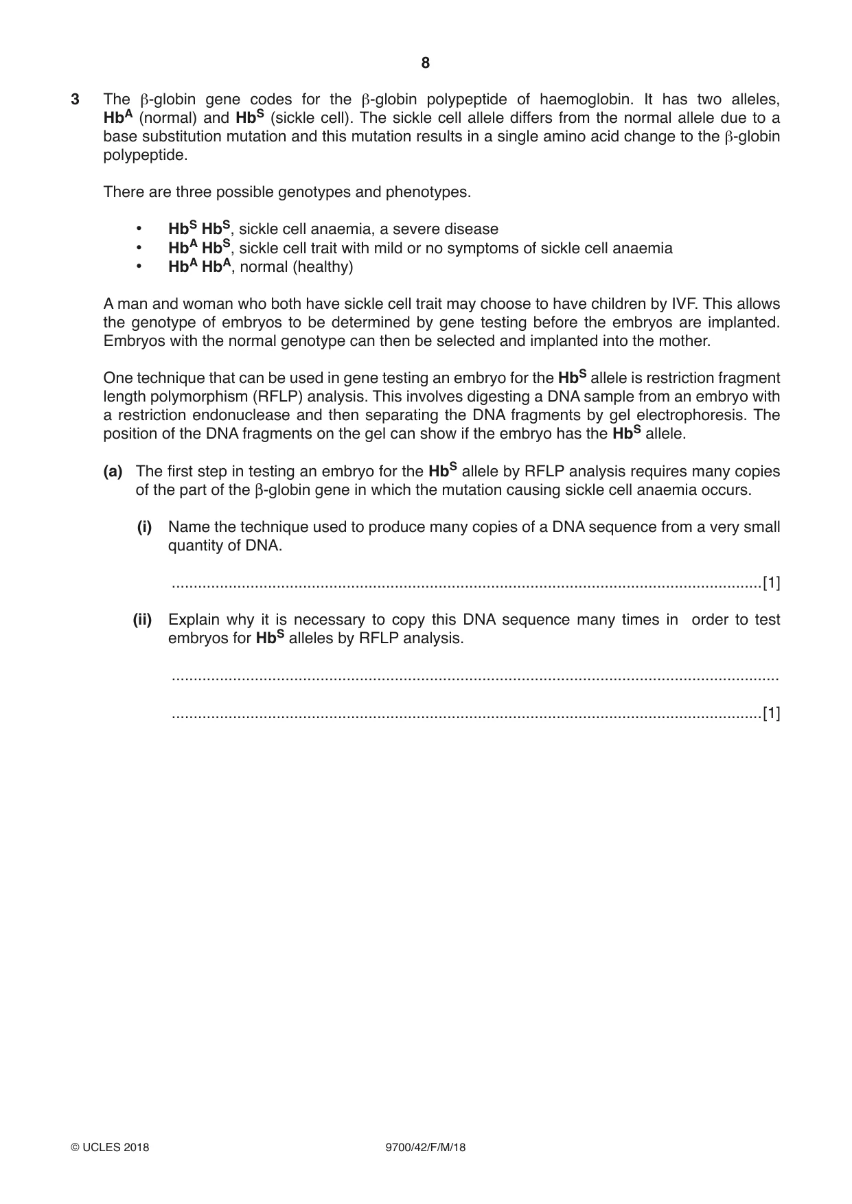 Cambridge A Level Biology 9700 2018 Feb/March Paper 4 · Variant 2 question paper, page 8 of 28