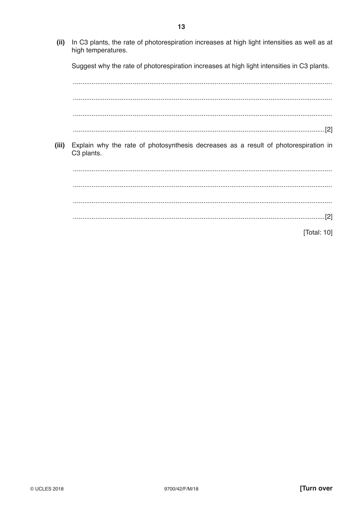 Cambridge A Level Biology 9700 2018 Feb/March Paper 4 · Variant 2 question paper, page 13 of 28