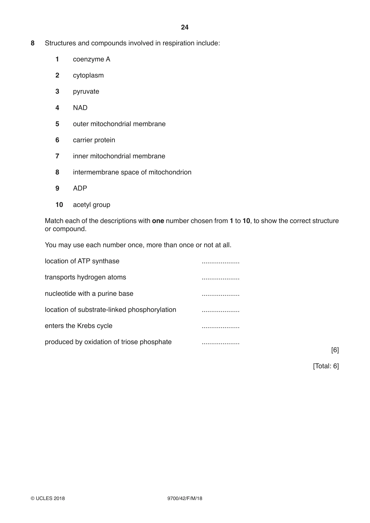 Cambridge A Level Biology 9700 2018 Feb/March Paper 4 · Variant 2 question paper, page 24 of 28