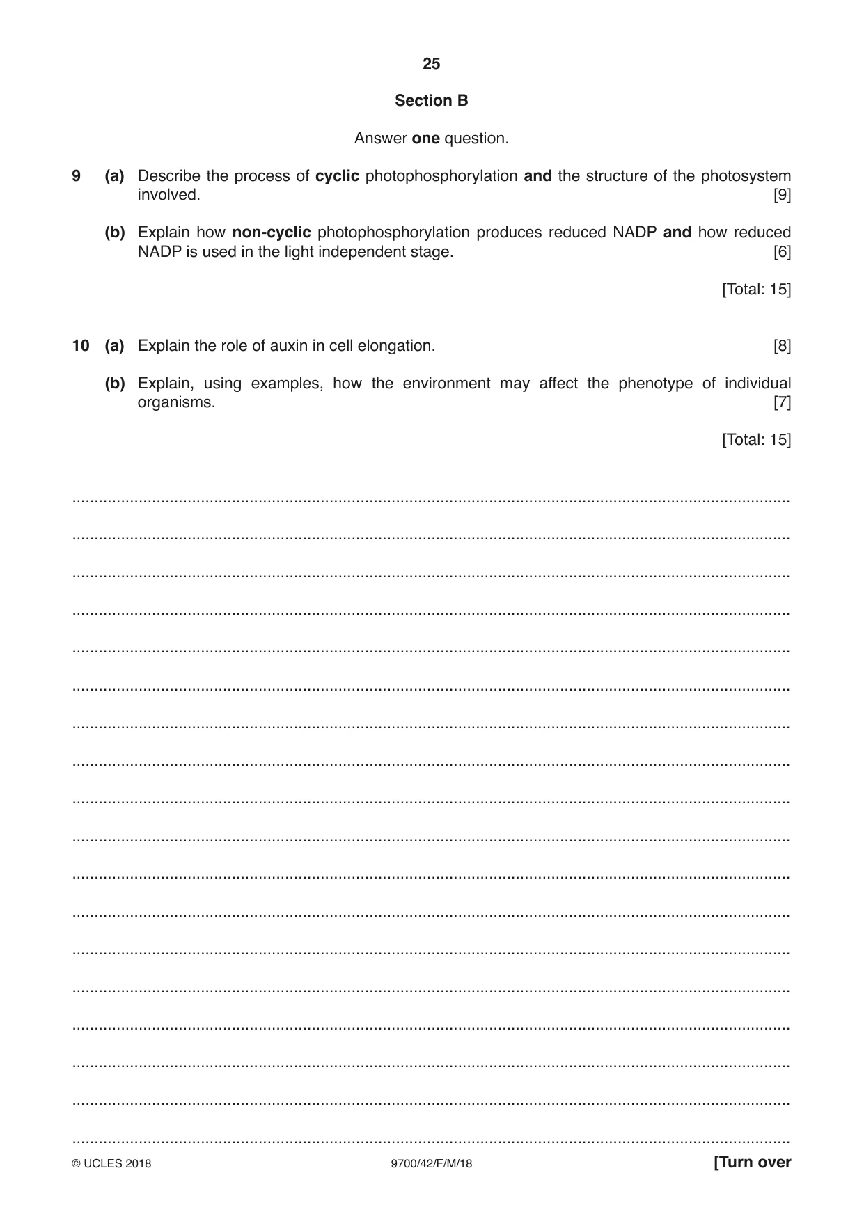 Cambridge A Level Biology 9700 2018 Feb/March Paper 4 · Variant 2 question paper, page 25 of 28