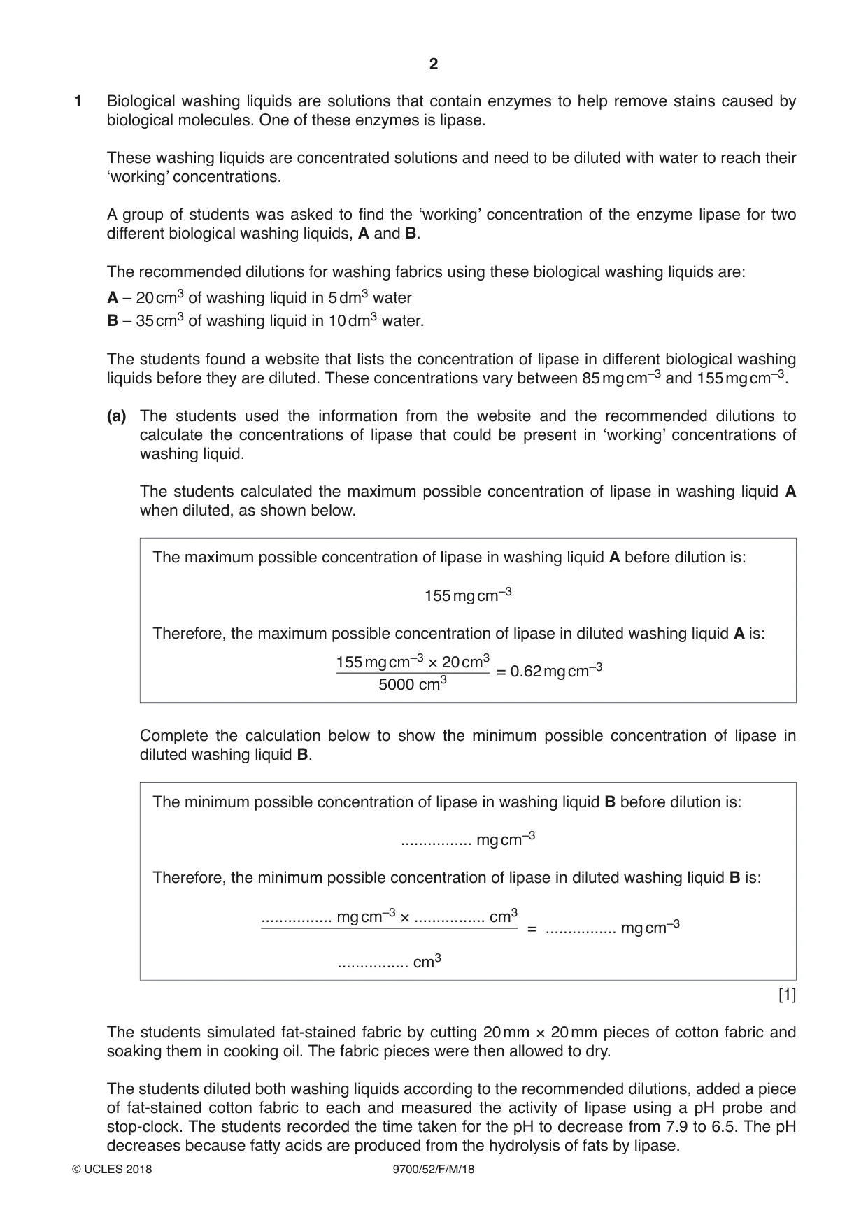 Cambridge A Level Biology 9700 2018 Feb/March Paper 5 · Variant 2 question paper, page 2 of 8