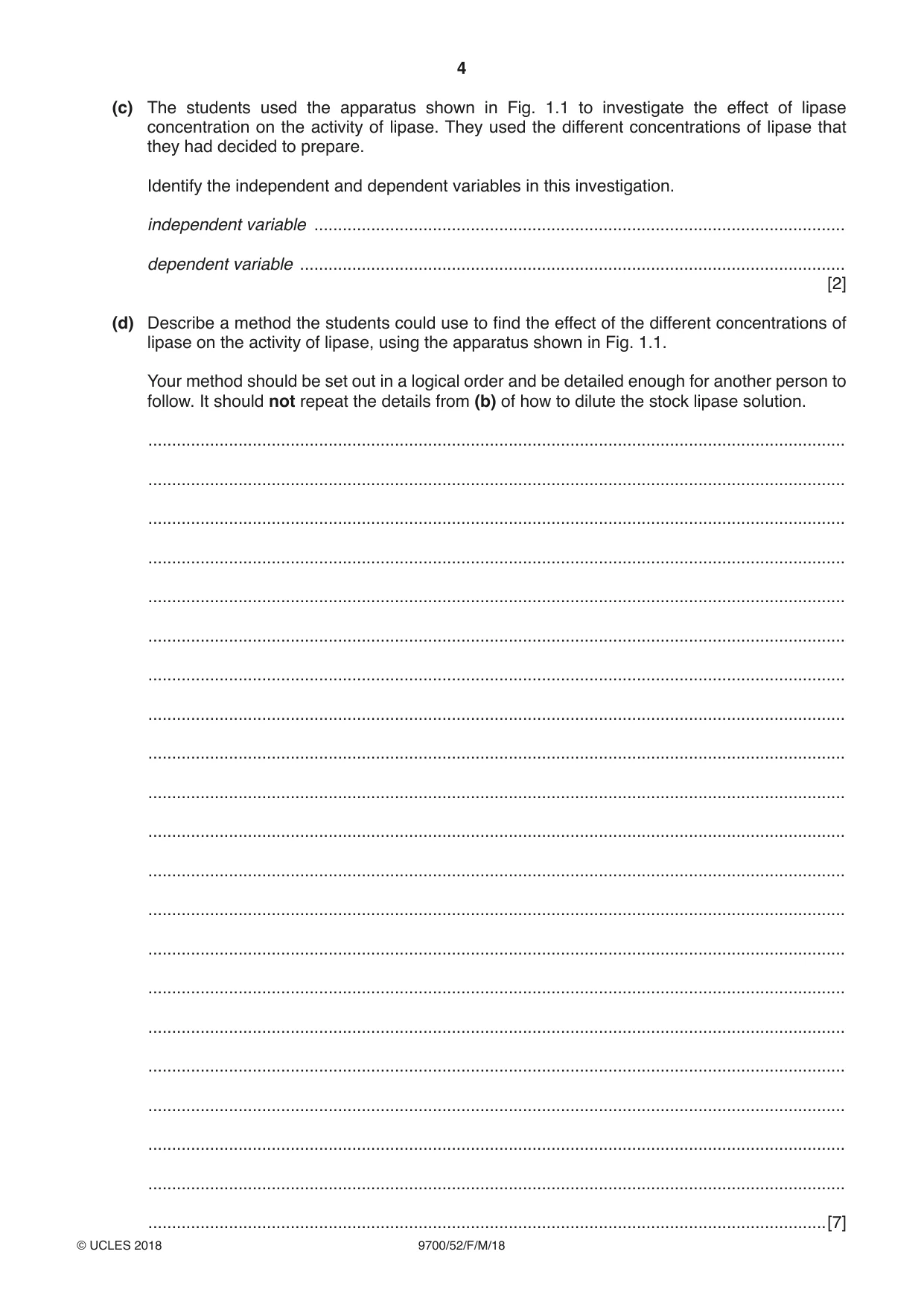 Cambridge A Level Biology 9700 2018 Feb/March Paper 5 · Variant 2 question paper, page 4 of 8