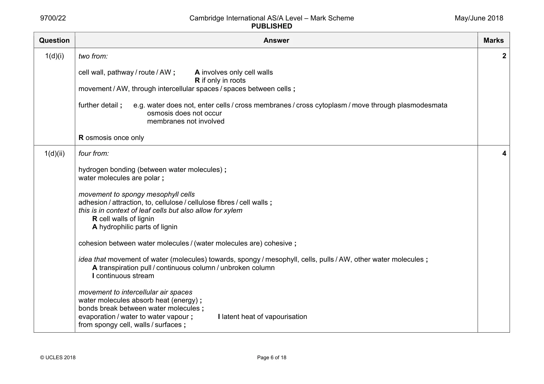 Mark scheme, page 6 of 18