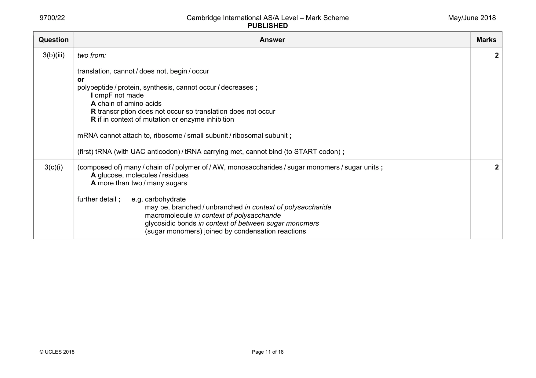 Mark scheme, page 11 of 18