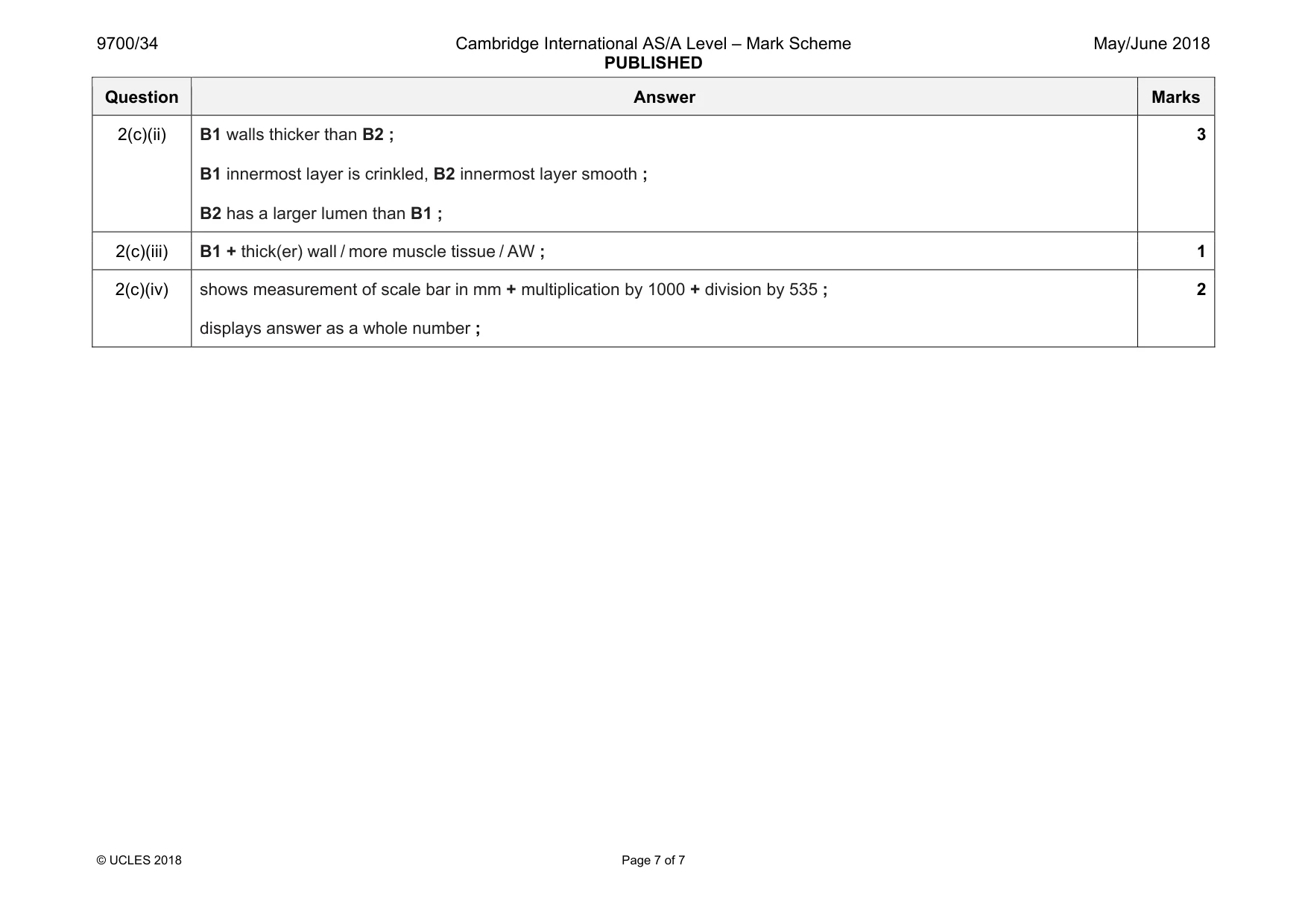 Mark scheme, page 7 of 7