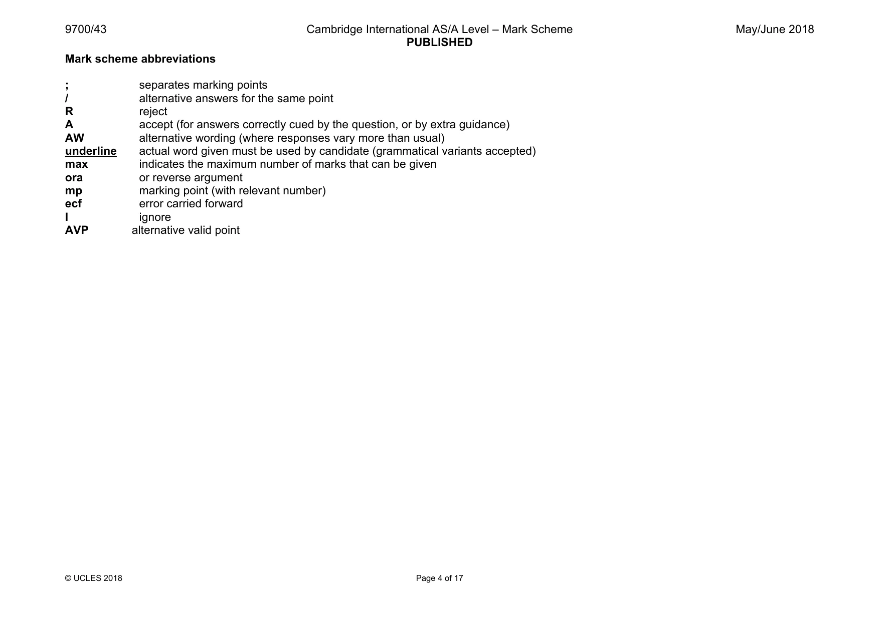 Mark scheme, page 4 of 17