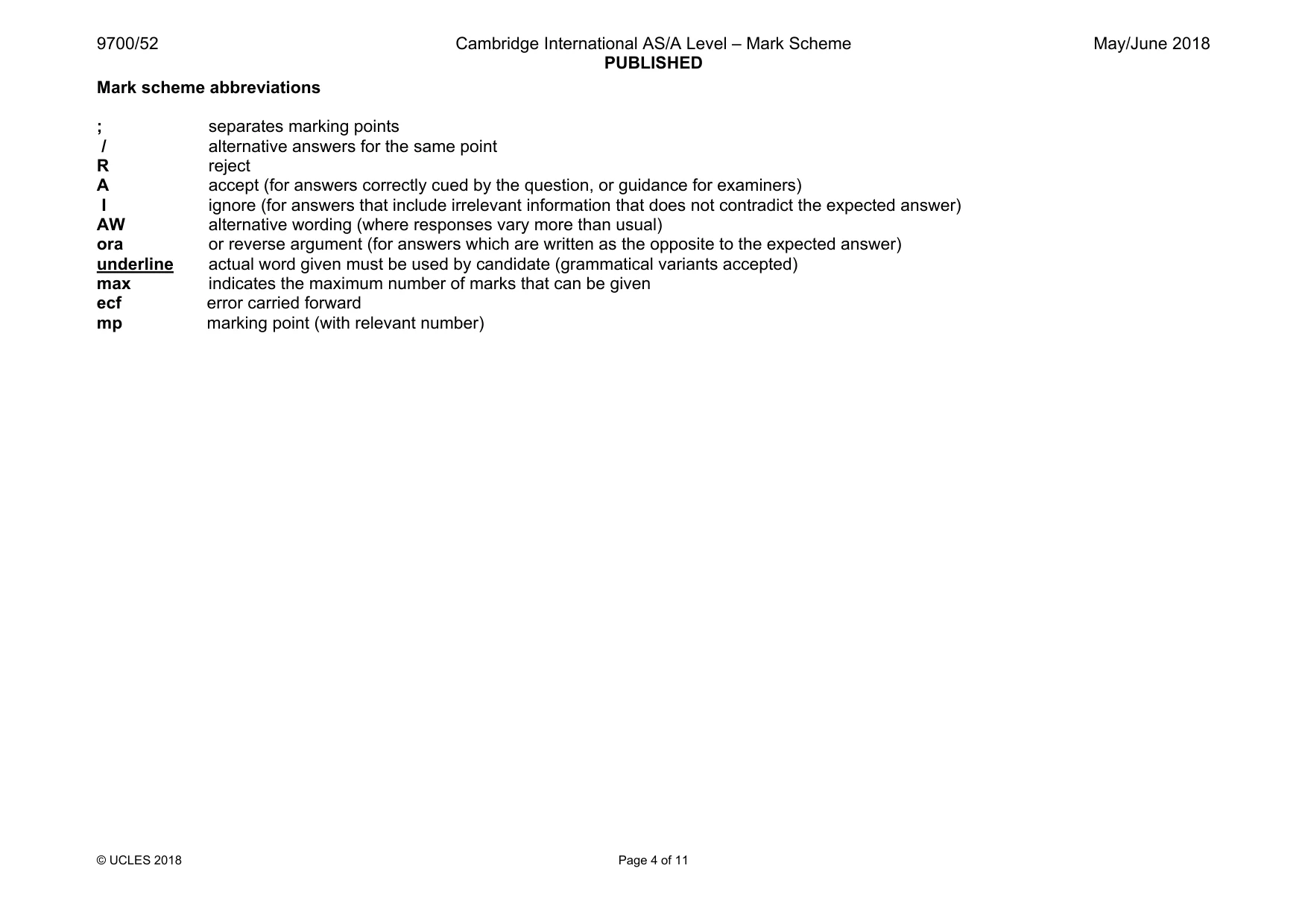 Mark scheme, page 4 of 11