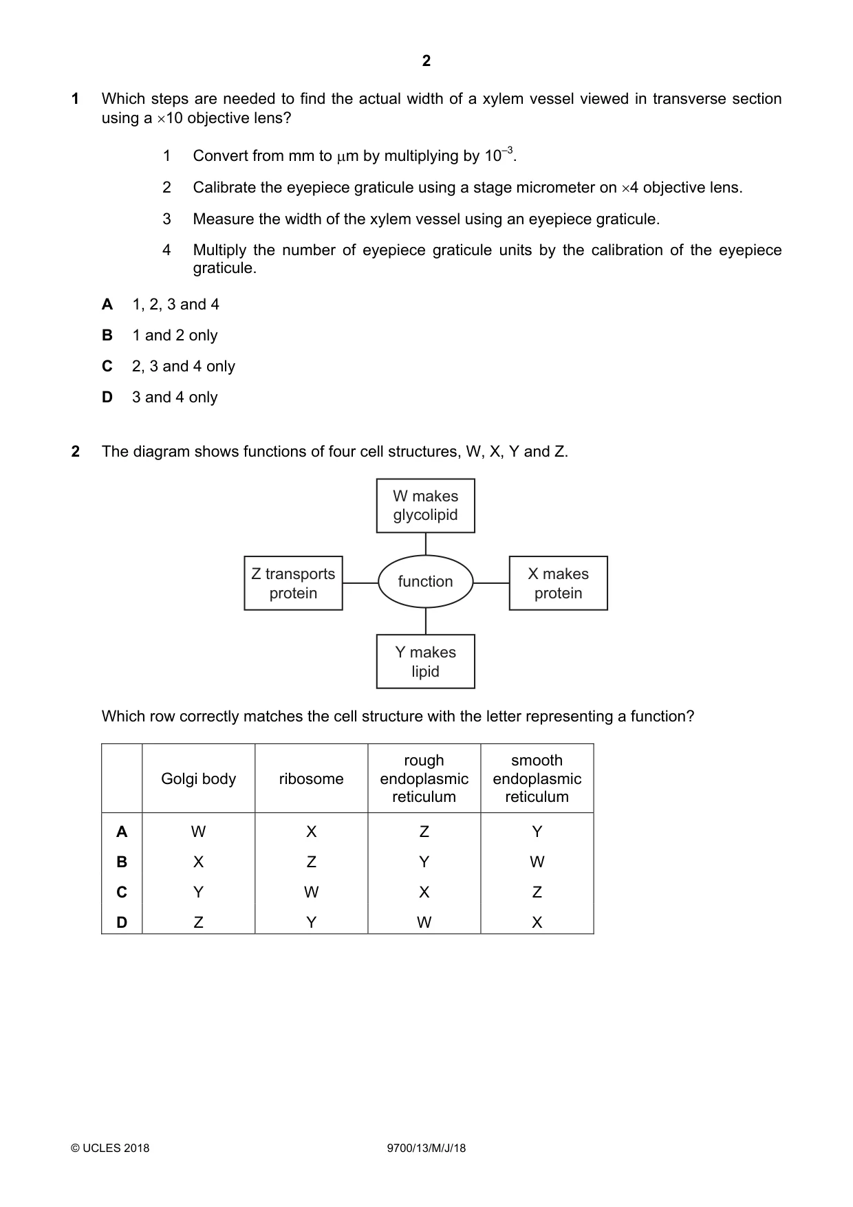 Cambridge A Level Biology 9700 2018 May/June Paper 1 · Variant 3 question paper, page 2 of 16