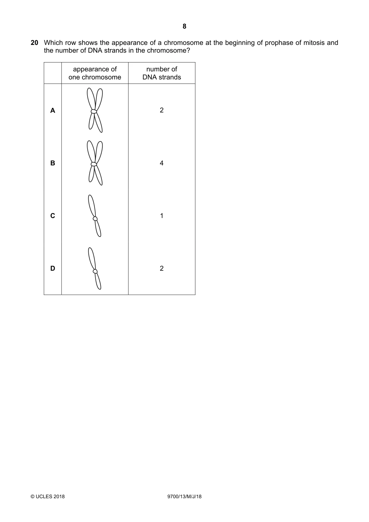 Cambridge A Level Biology 9700 2018 May/June Paper 1 · Variant 3 question paper, page 8 of 16