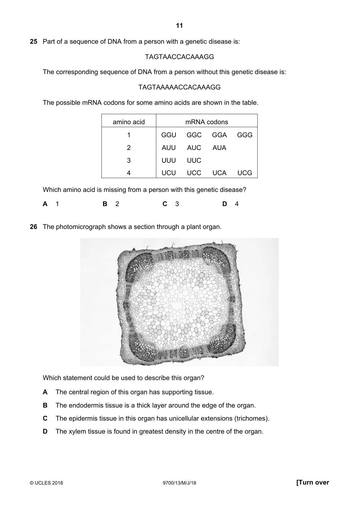 Cambridge A Level Biology 9700 2018 May/June Paper 1 · Variant 3 question paper, page 11 of 16