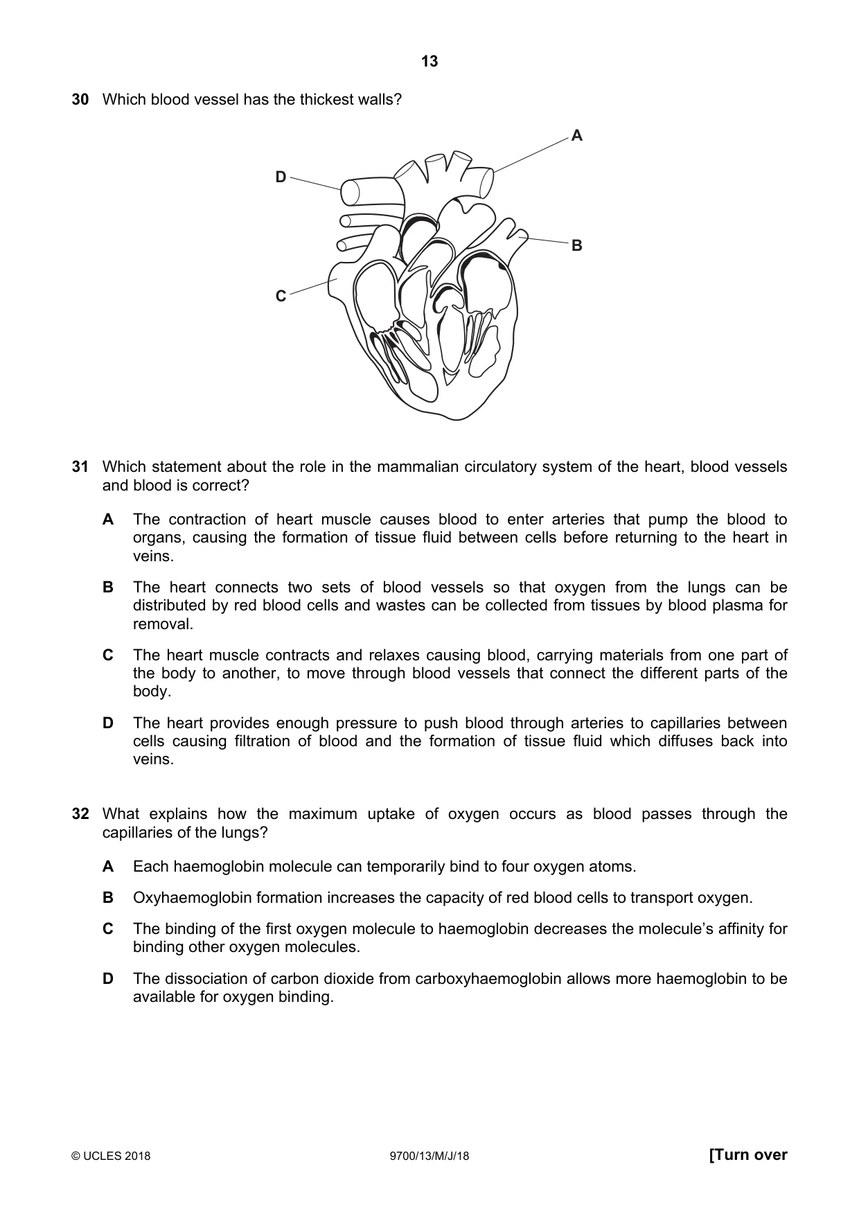 Cambridge A Level Biology 9700 2018 May/June Paper 1 · Variant 3 question paper, page 13 of 16