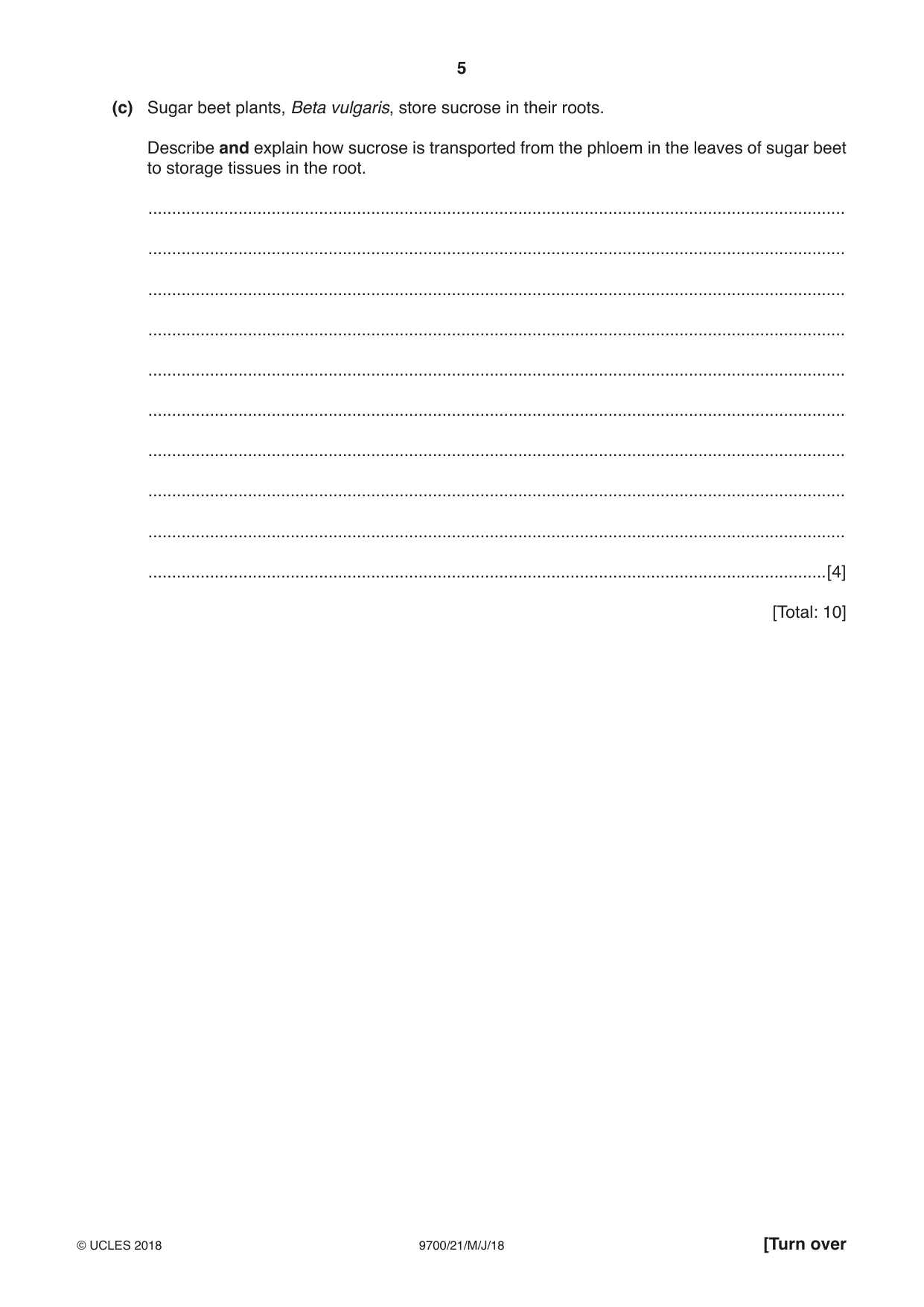 Cambridge A Level Biology 9700 2018 May/June Paper 2 · Variant 1 question paper, page 5 of 16