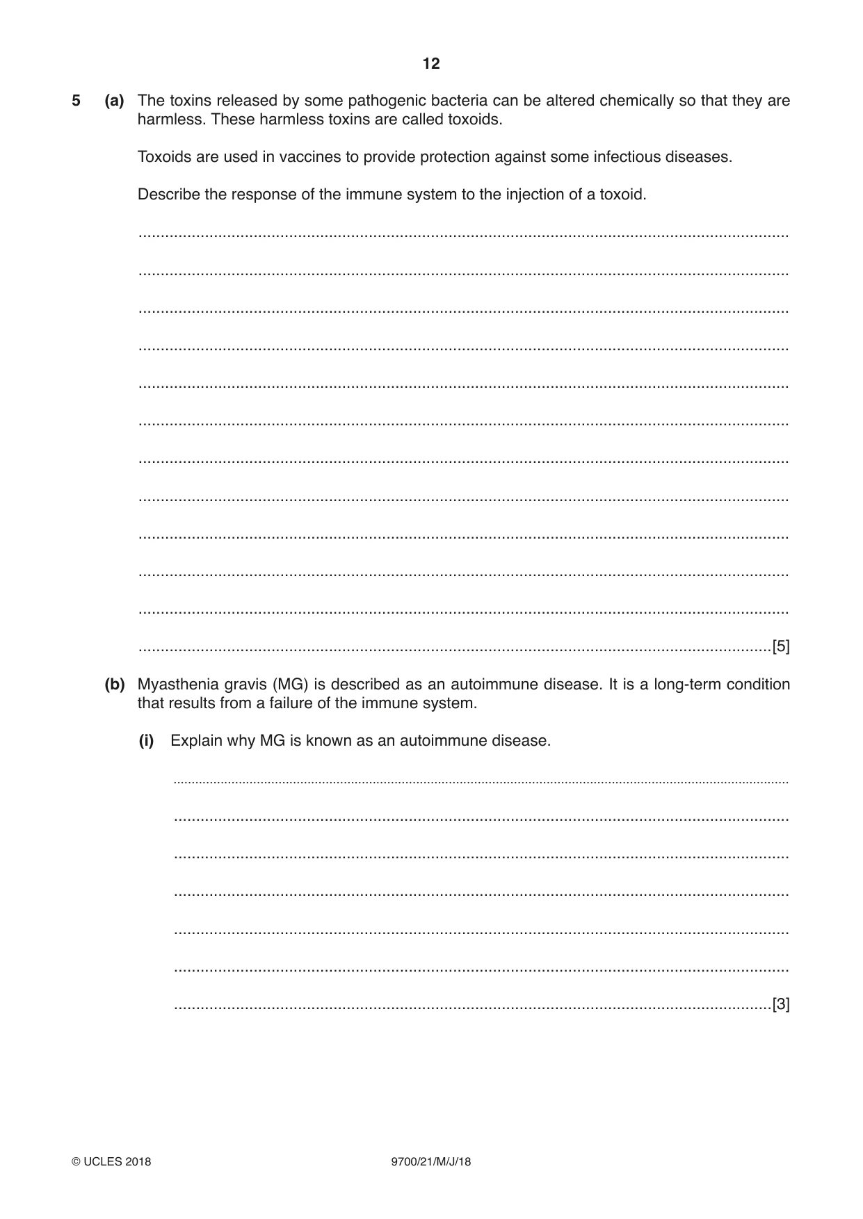 Cambridge A Level Biology 9700 2018 May/June Paper 2 · Variant 1 question paper, page 12 of 16