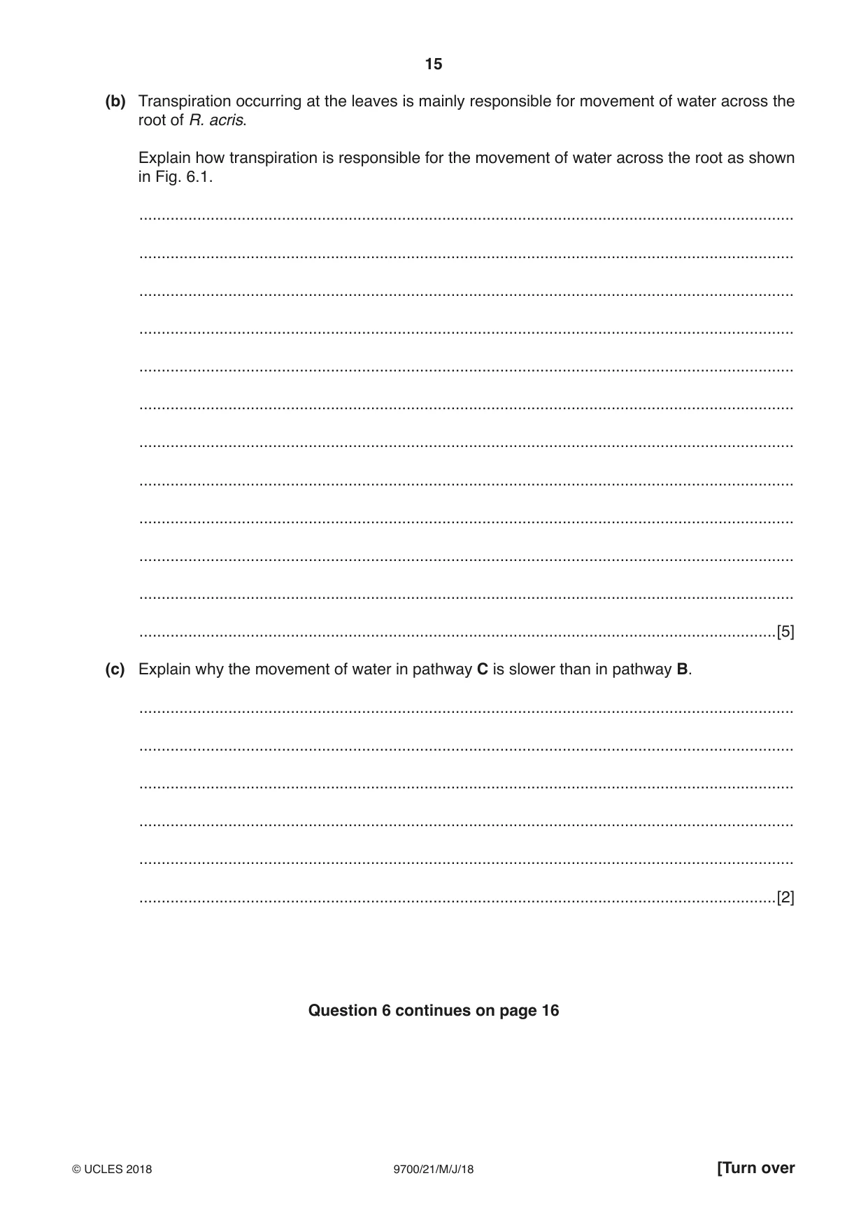 Cambridge A Level Biology 9700 2018 May/June Paper 2 · Variant 1 question paper, page 15 of 16