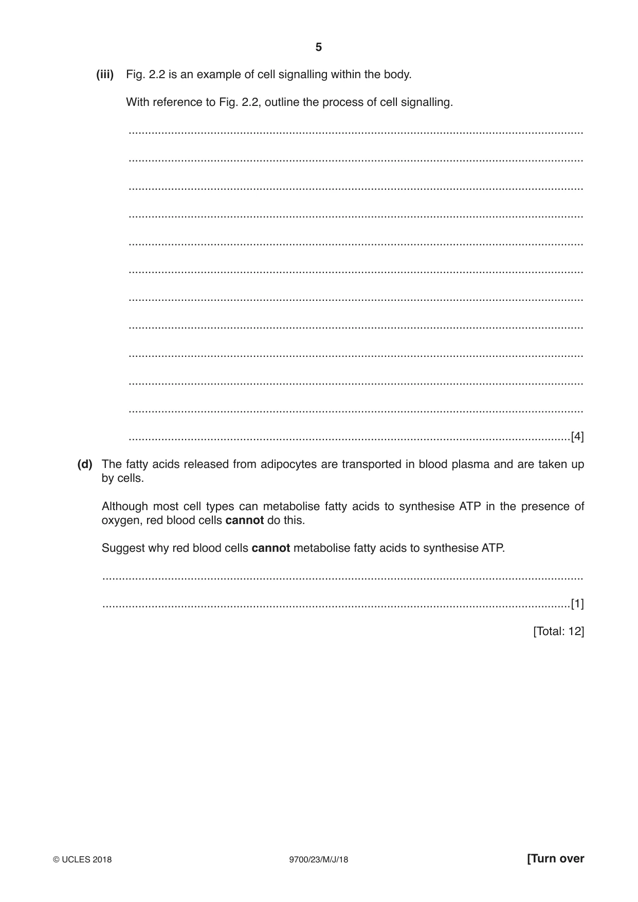 Cambridge A Level Biology 9700 2018 May/June Paper 2 · Variant 3 question paper, page 5 of 20