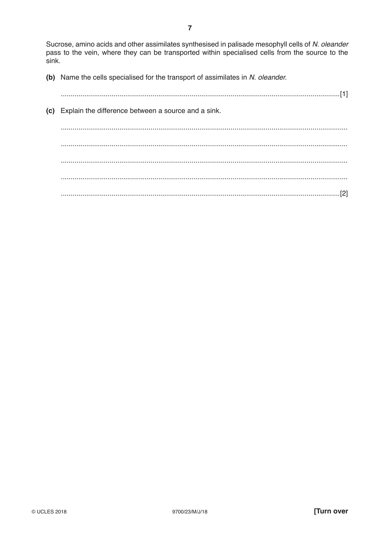 Cambridge A Level Biology 9700 2018 May/June Paper 2 · Variant 3 question paper, page 7 of 20