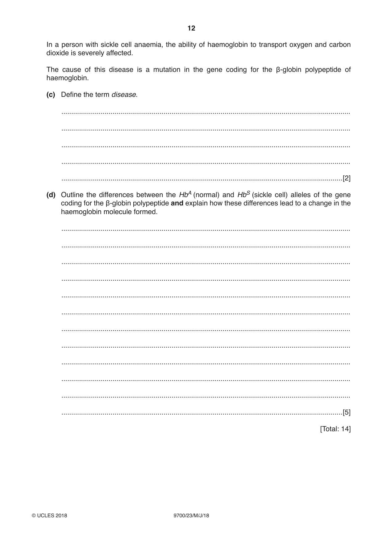 Cambridge A Level Biology 9700 2018 May/June Paper 2 · Variant 3 question paper, page 12 of 20