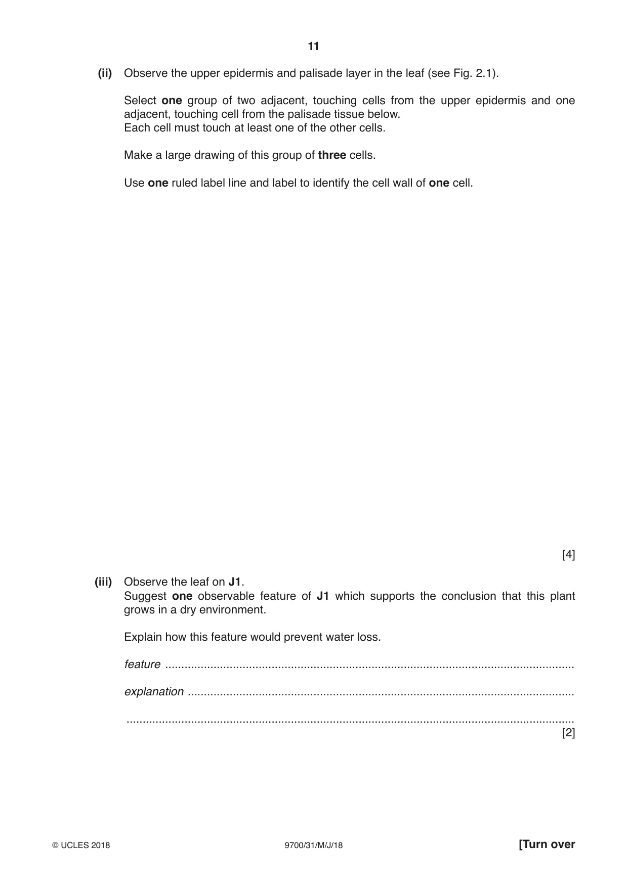 Cambridge A Level Biology 9700 2018 May/June Paper 3 · Variant 1 question paper, page 11 of 16