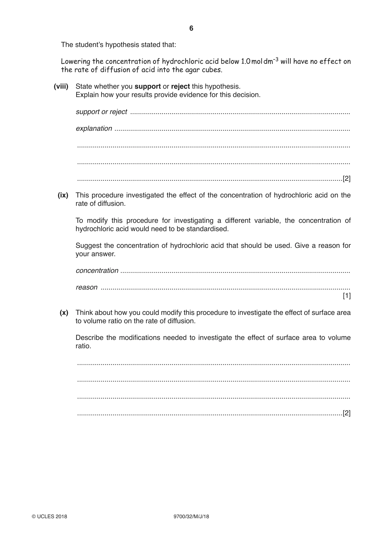 Cambridge A Level Biology 9700 2018 May/June Paper 3 · Variant 2 question paper, page 6 of 16