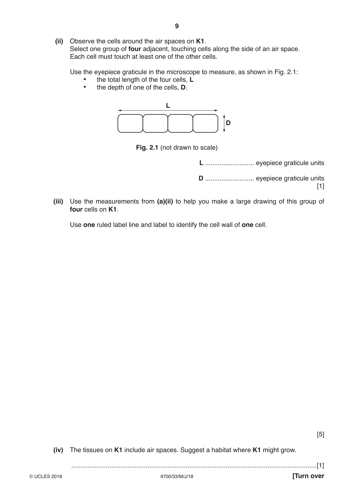 Cambridge A Level Biology 9700 2018 May/June Paper 3 · Variant 3 question paper, page 9 of 12