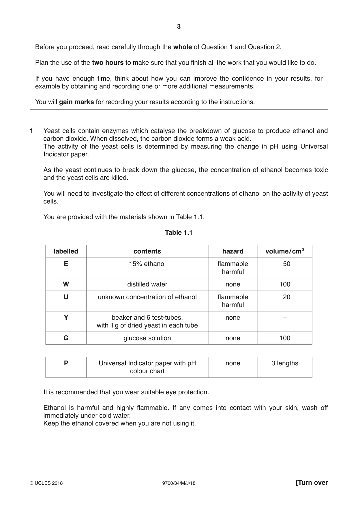 Cambridge A Level Biology 9700 2018 May/June Paper 3 · Variant 4 question paper, page 3 of 16