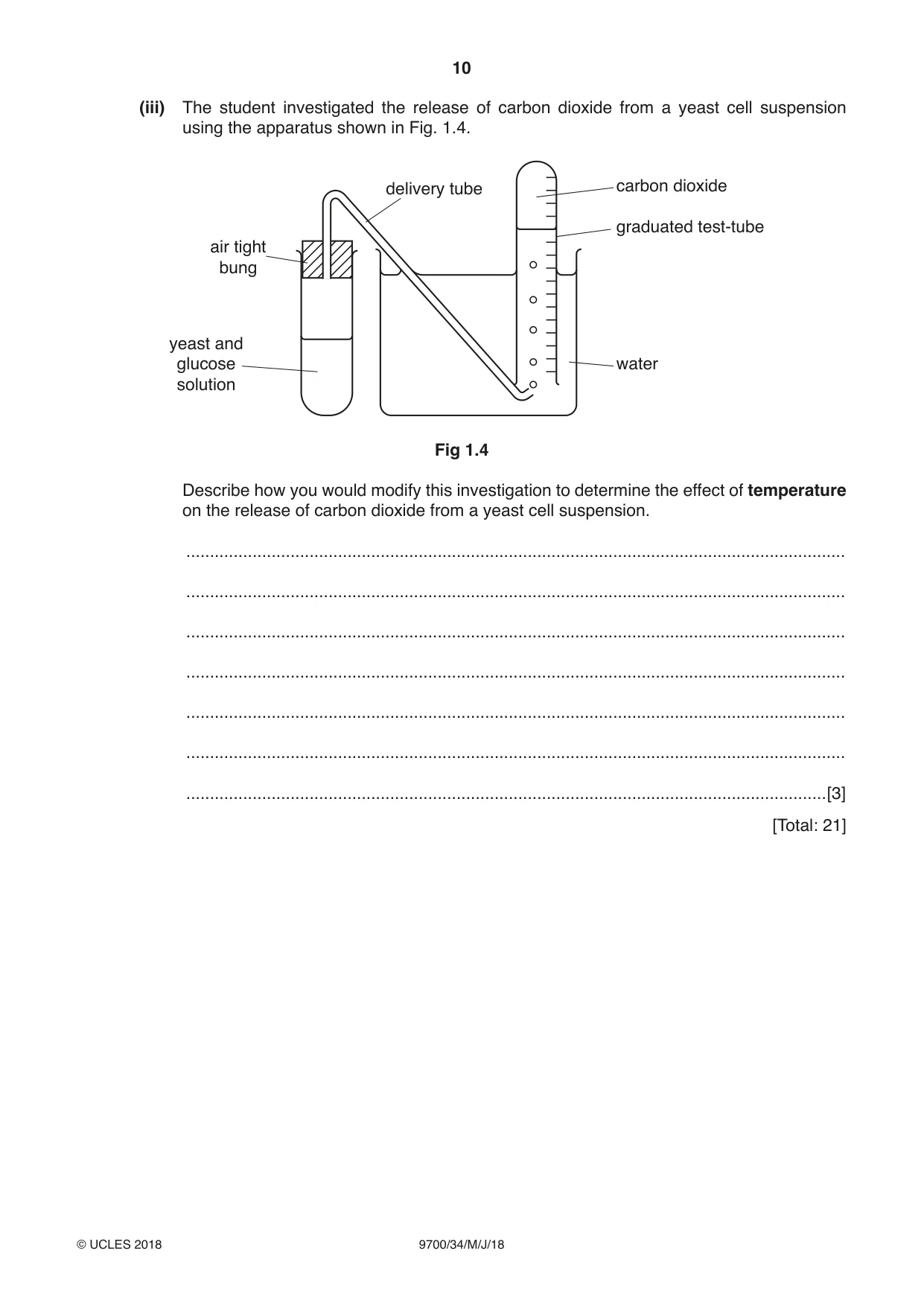 Cambridge A Level Biology 9700 2018 May/June Paper 3 · Variant 4 question paper, page 10 of 16