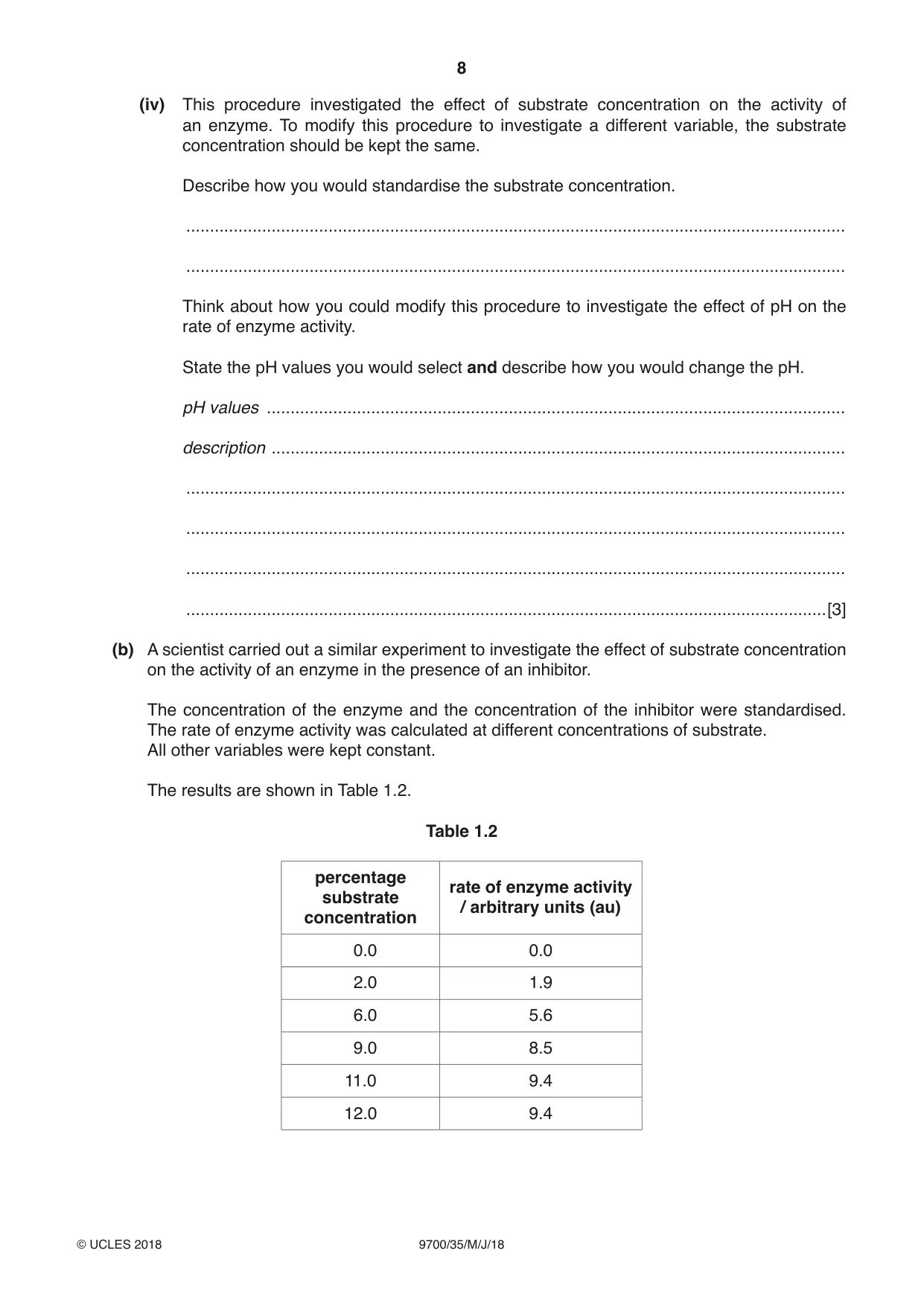 Cambridge A Level Biology 9700 2018 May/June Paper 3 · Variant 5 question paper, page 8 of 16